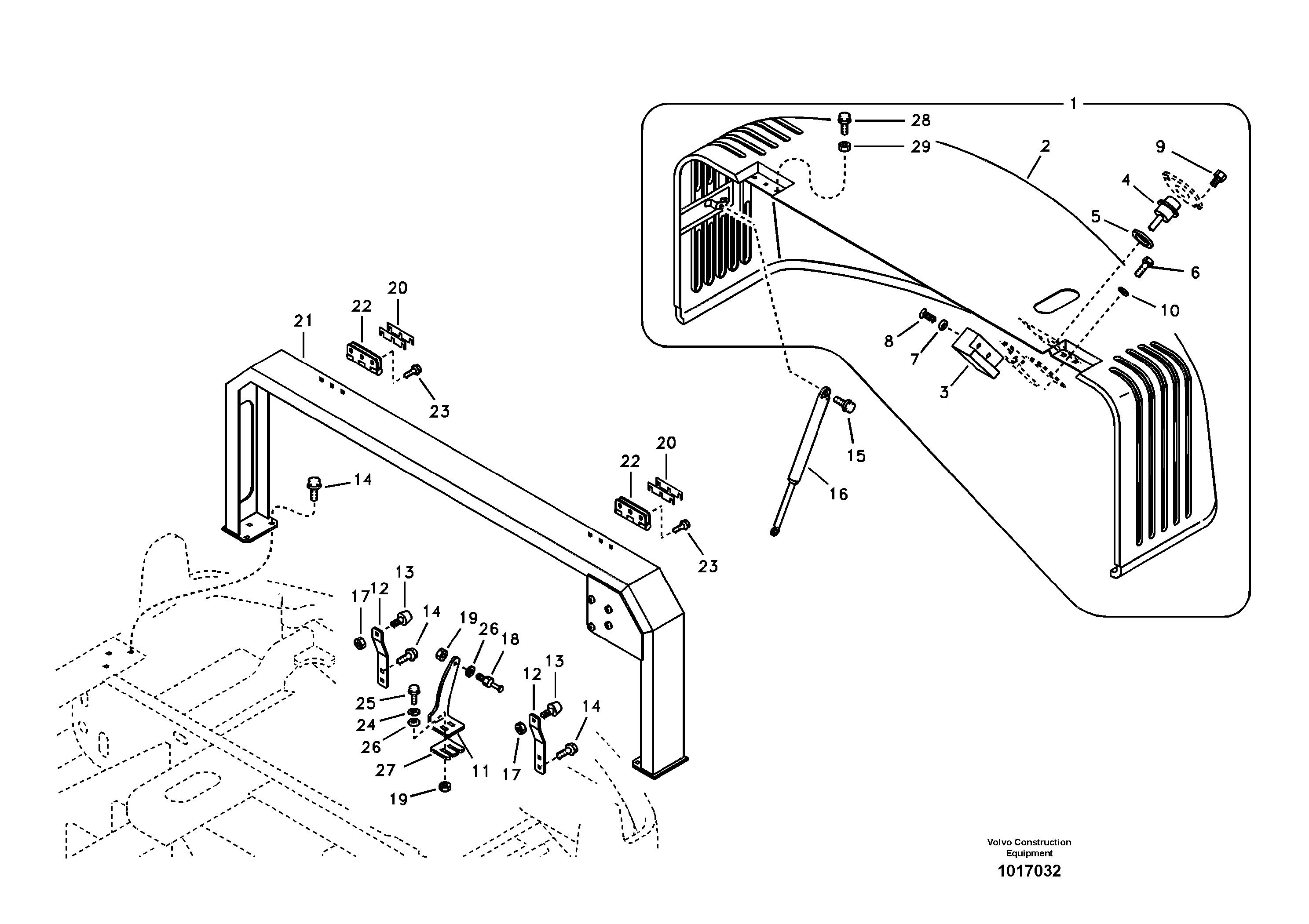 Cowl frame, cover and hood — volvo parts diagram