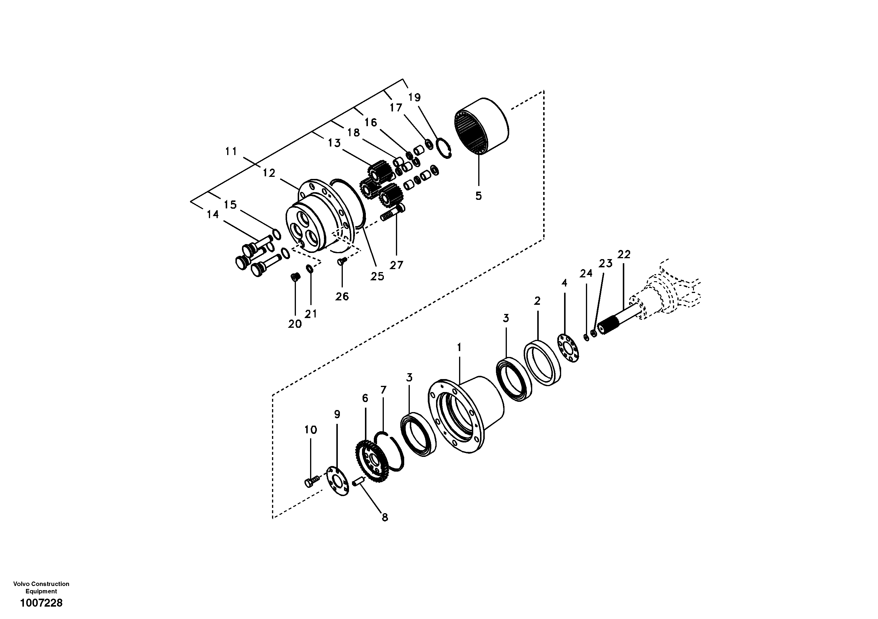 Hub reduction, rear axle — volvo parts diagram