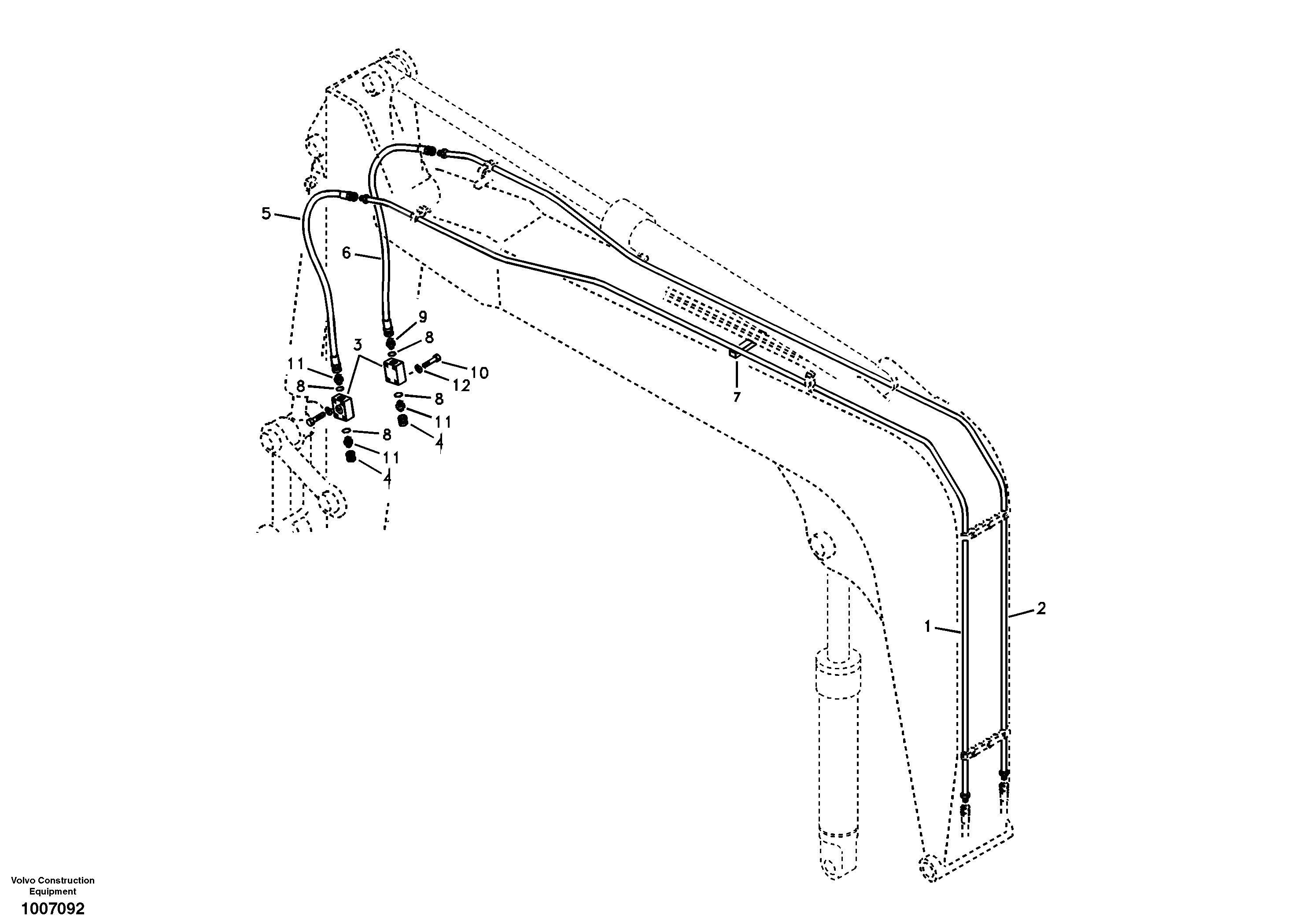 Working hydraulic, hammer and shear for boom — volvo parts diagram