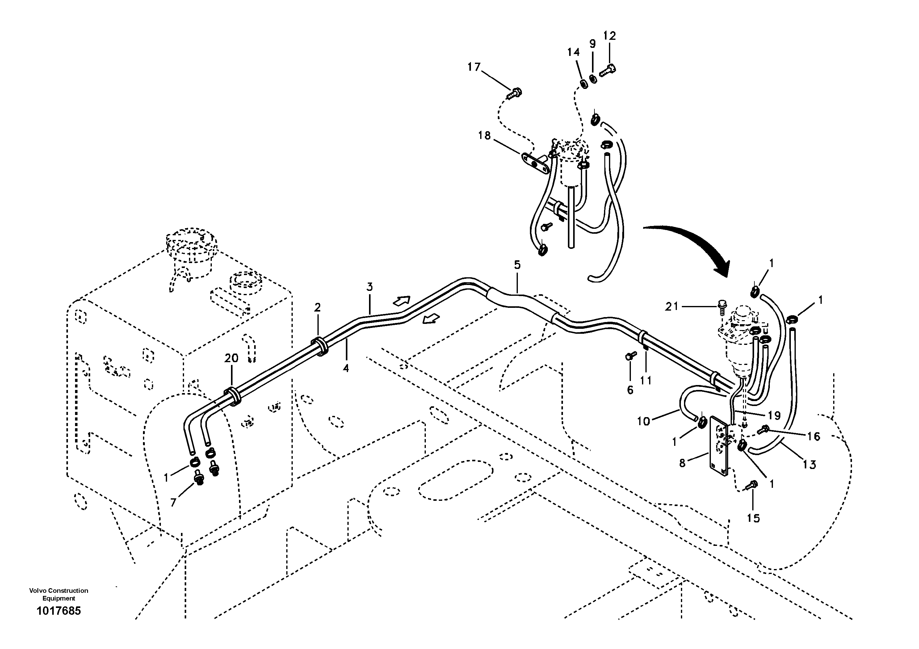 Fuel pipe - Fuel tank — volvo parts diagram