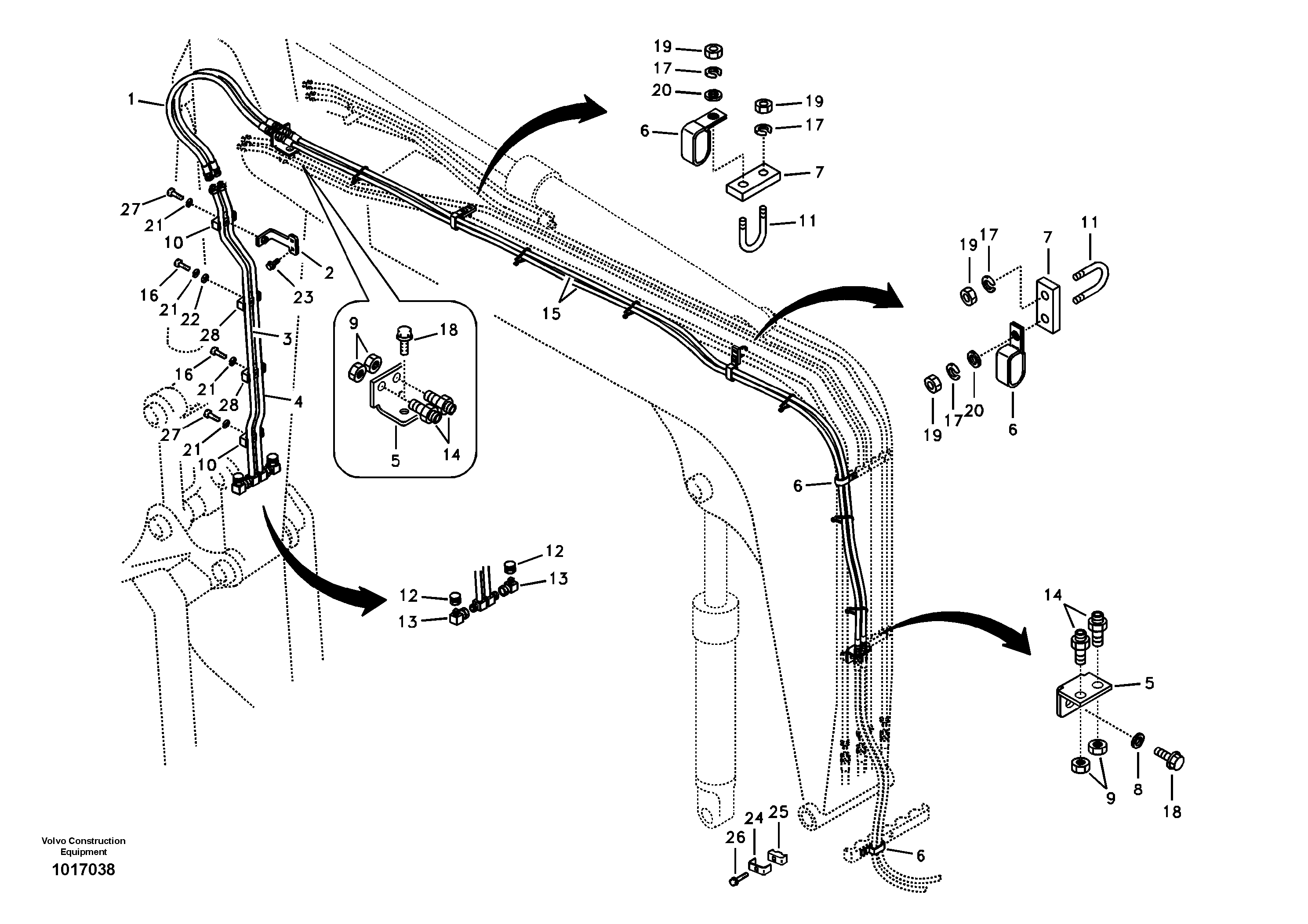 Working hydraulic, quick fit on boom — volvo parts diagram