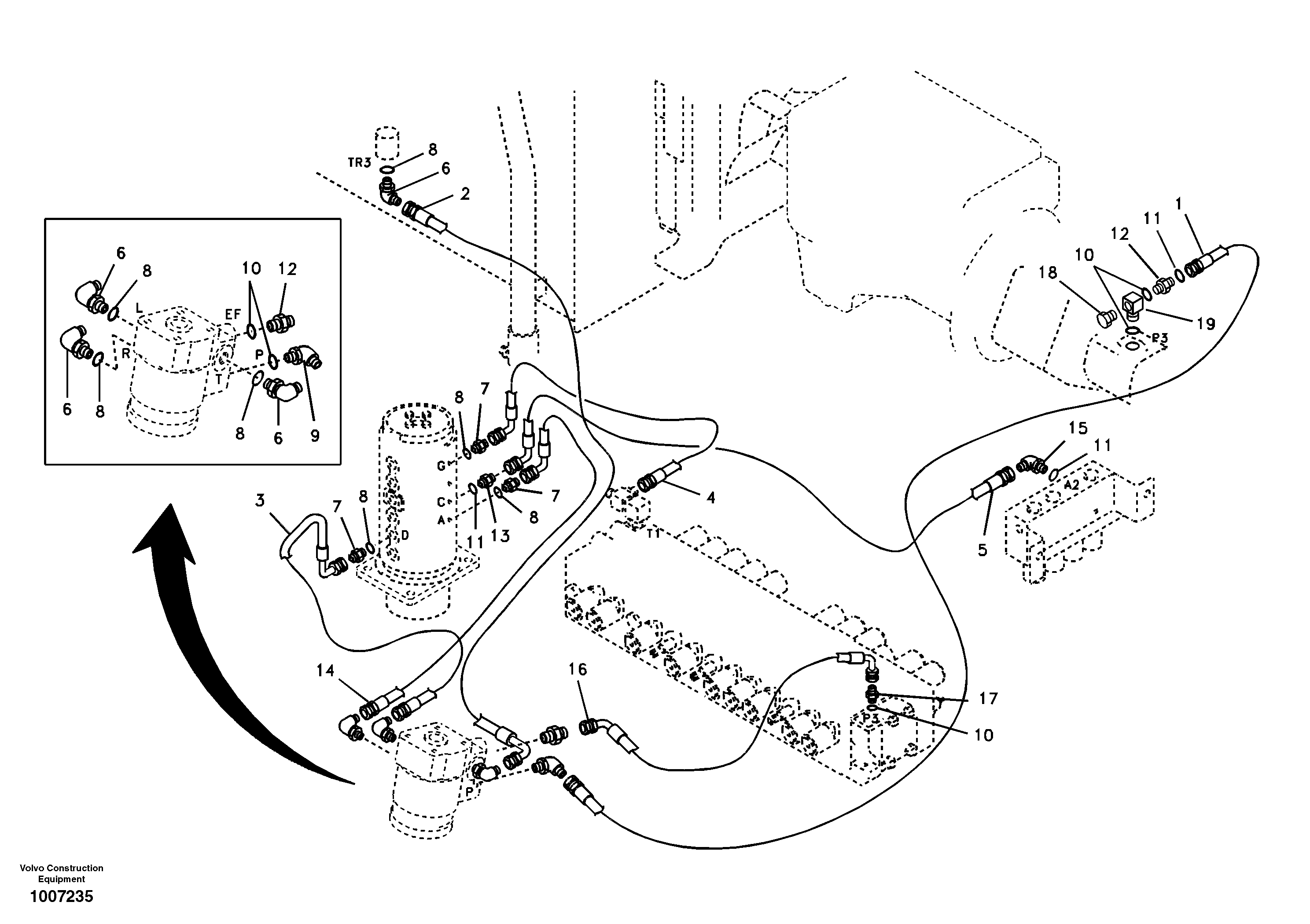 Hydraulic system, steering line — volvo parts diagram