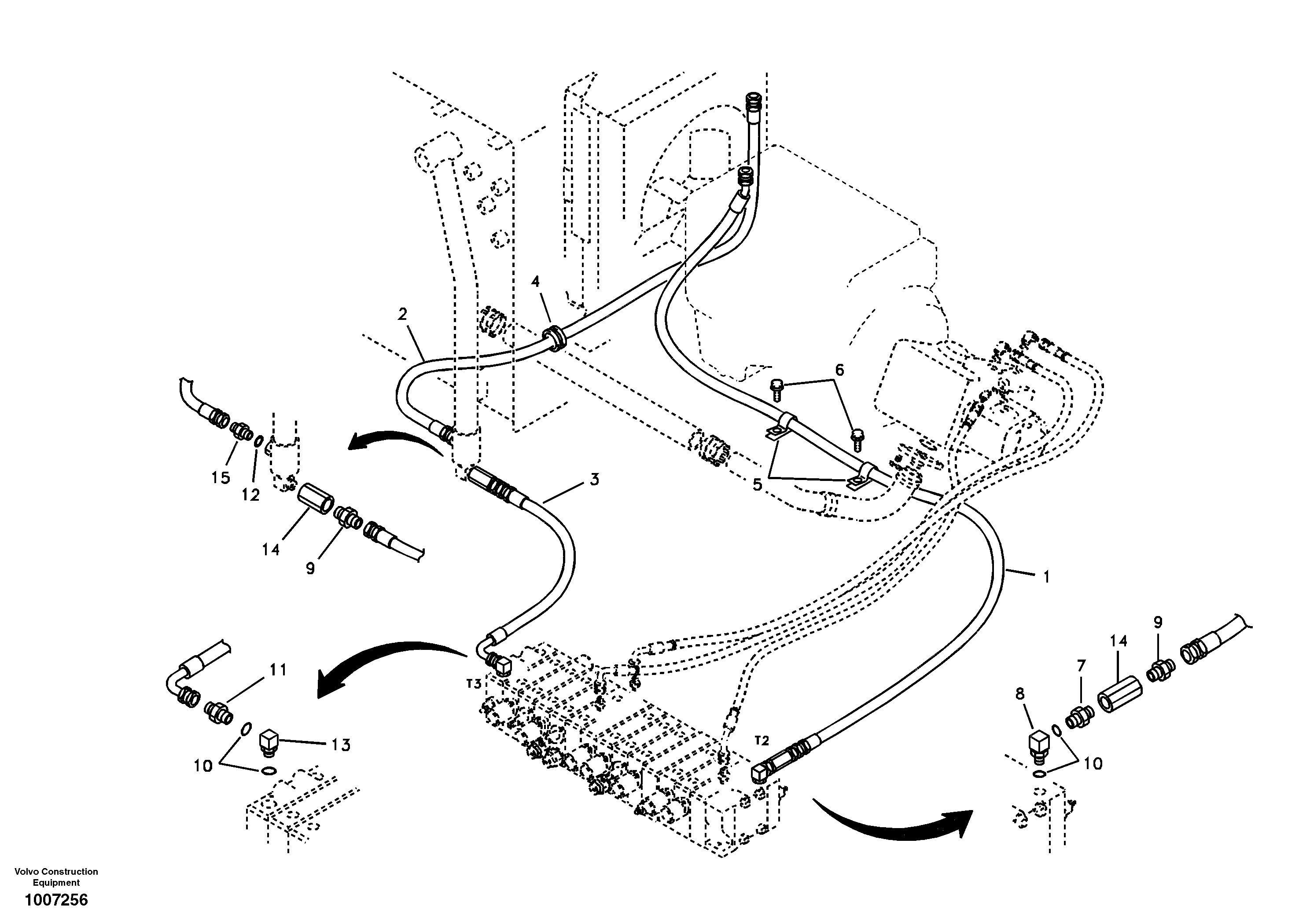 Hydraulic system, hydraulic tank to hydraulic oil cooler — volvo parts diagram