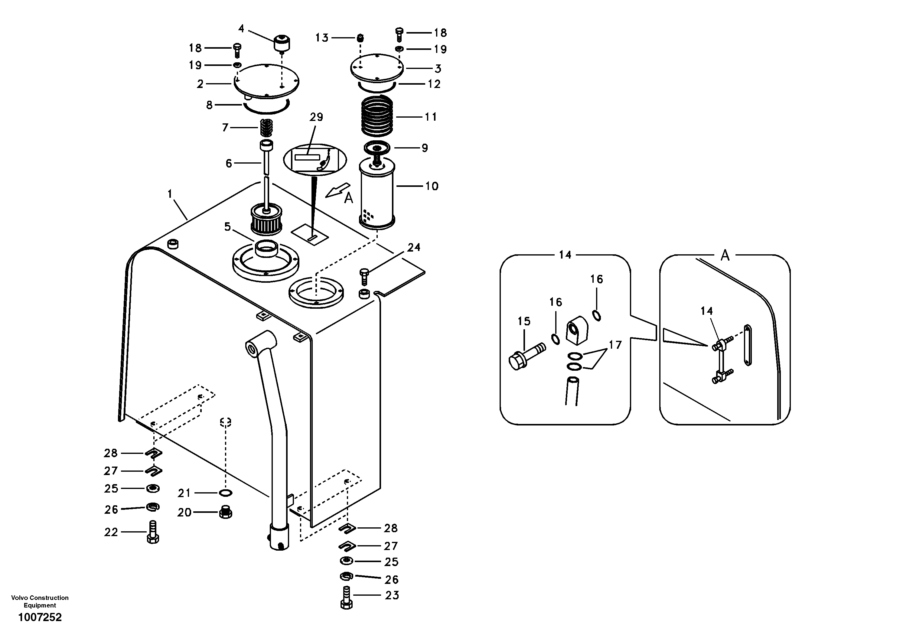 Hydraulic oil tank — volvo parts diagram