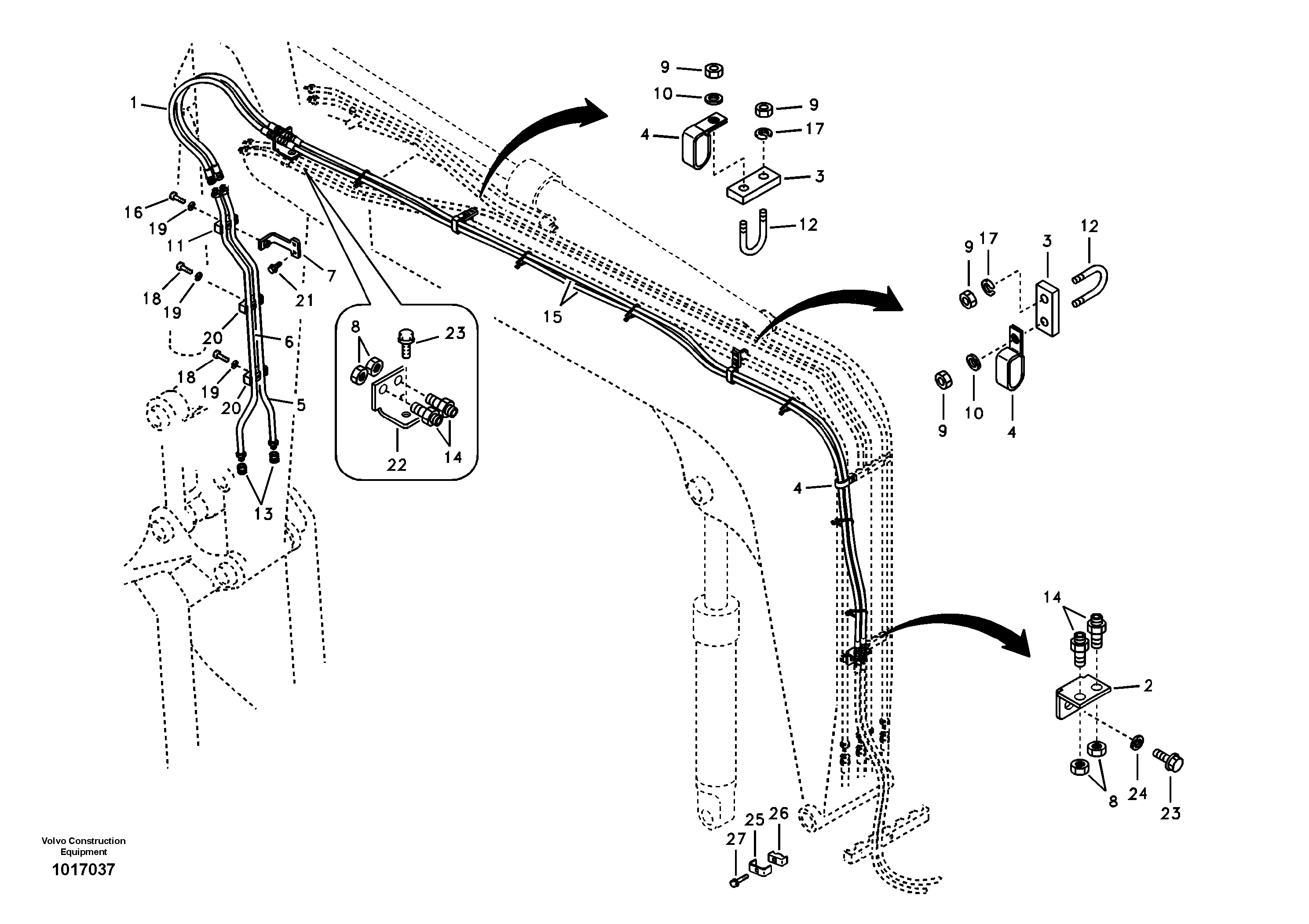 Working hydraulic, quick fit on boom — volvo parts diagram