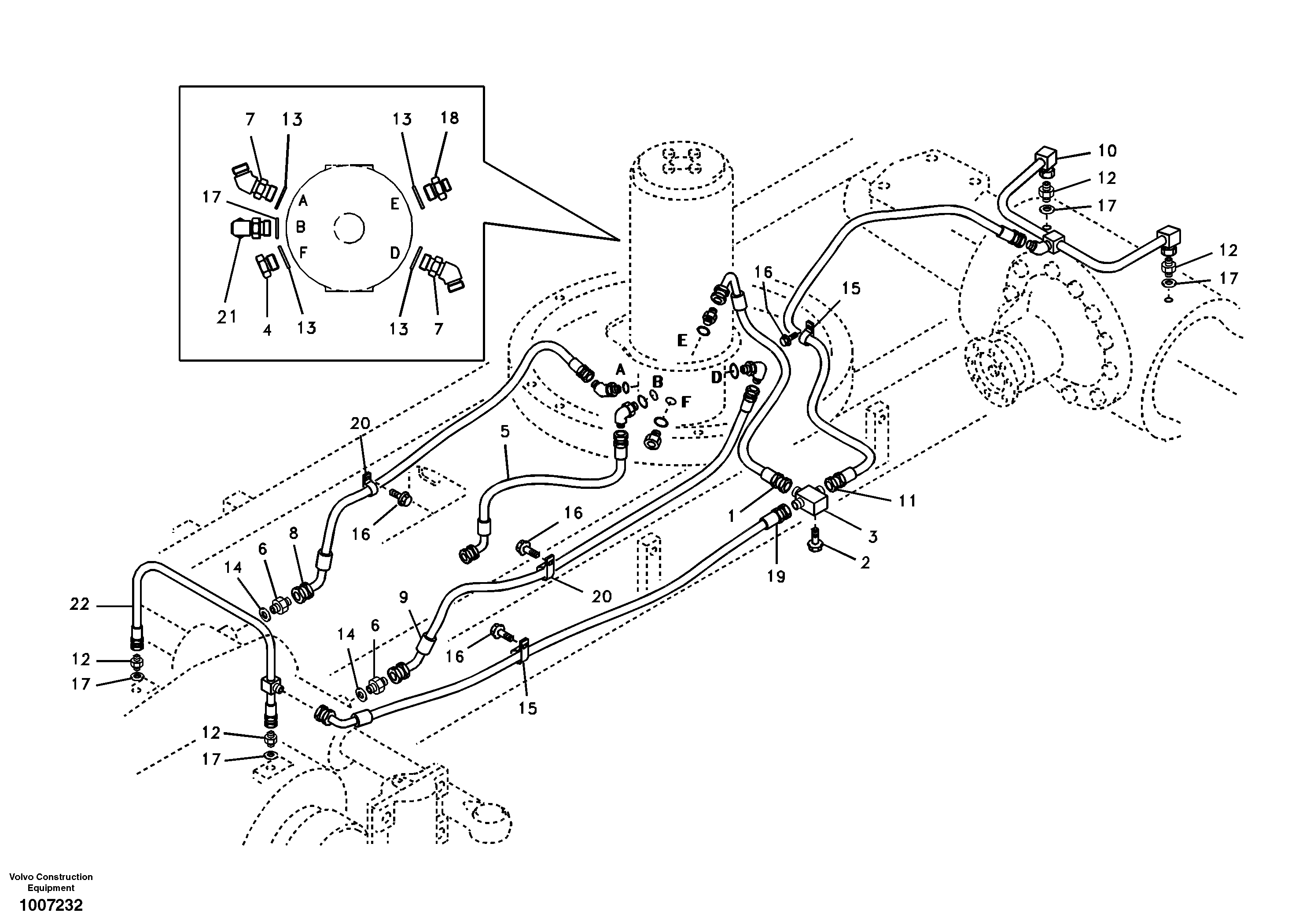 Hydraulic system, lower brake line — volvo parts diagram