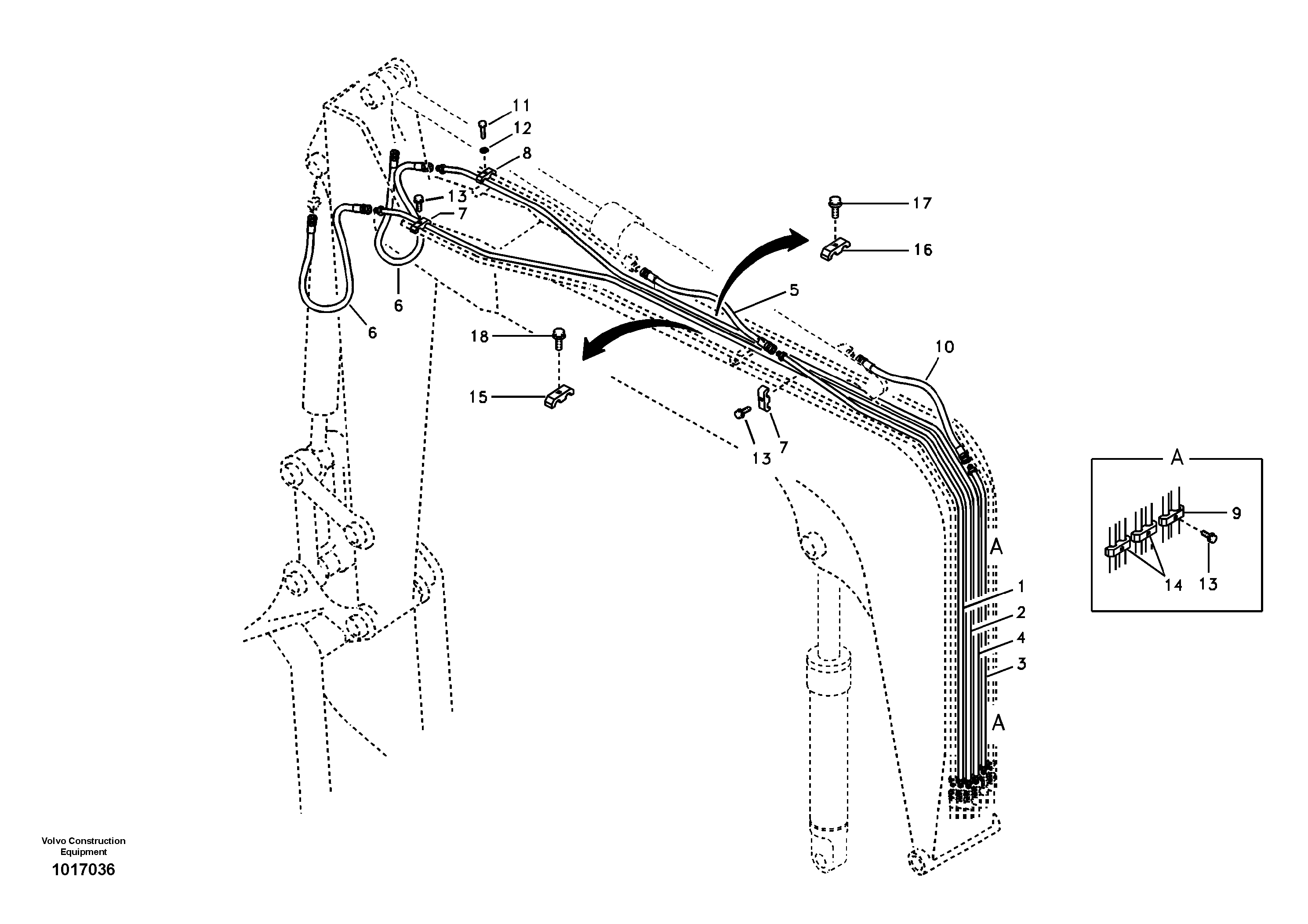 Working hydraulic, dipper arm cylinder on boom. — volvo parts diagram