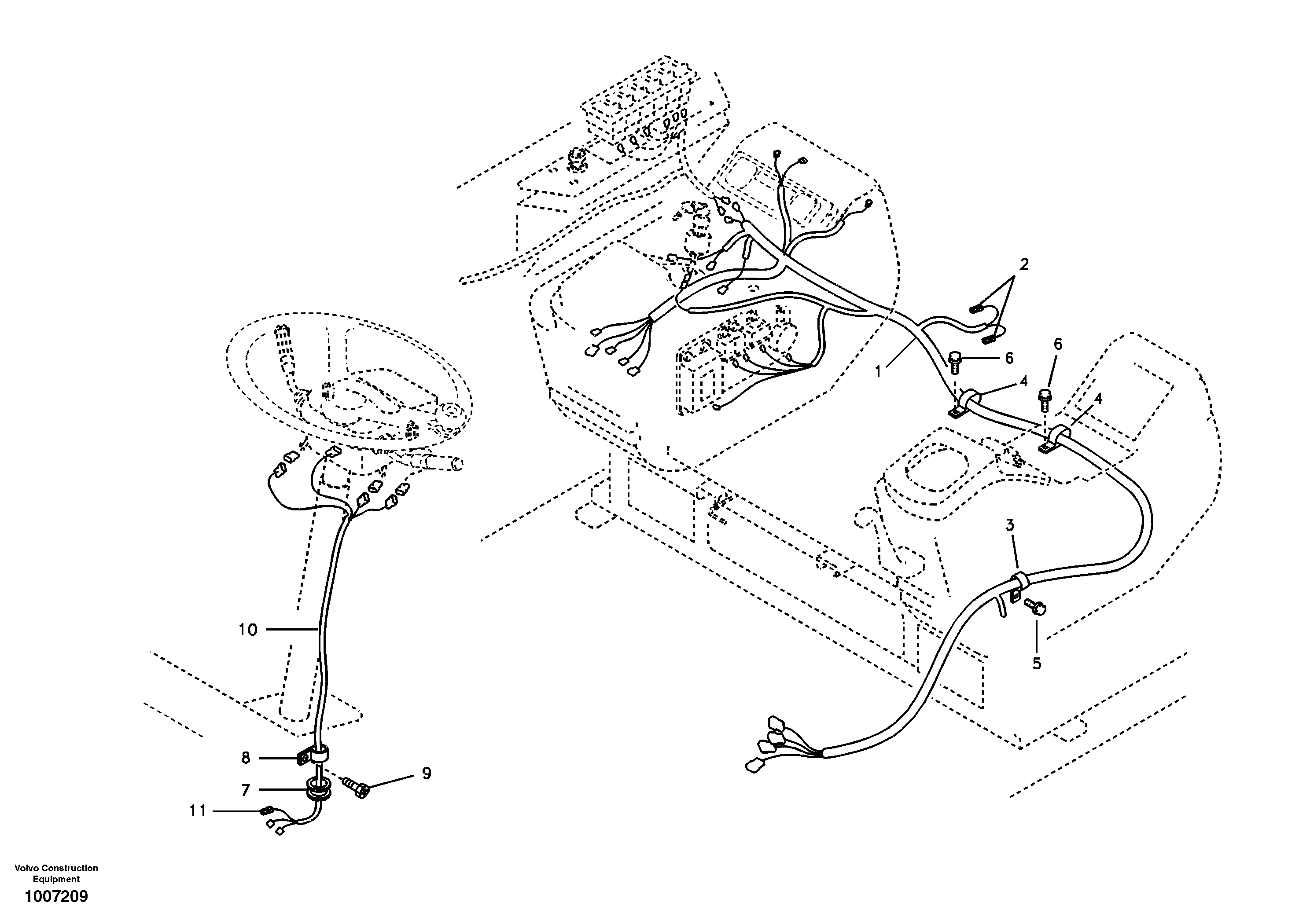 Cable and wire harness, instrument panel — volvo parts diagram