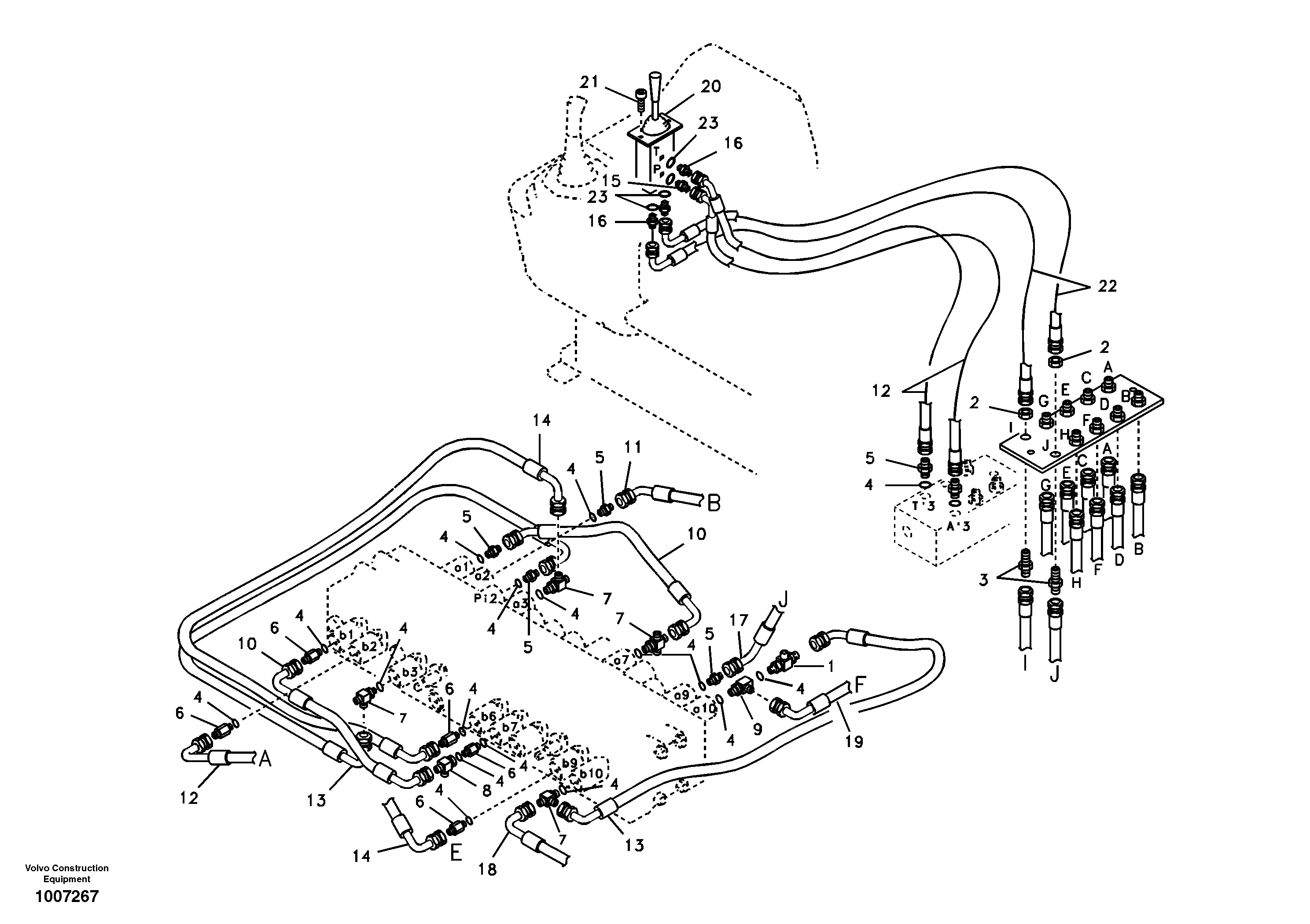 Servo system, control valve to remote control valve — volvo parts diagram