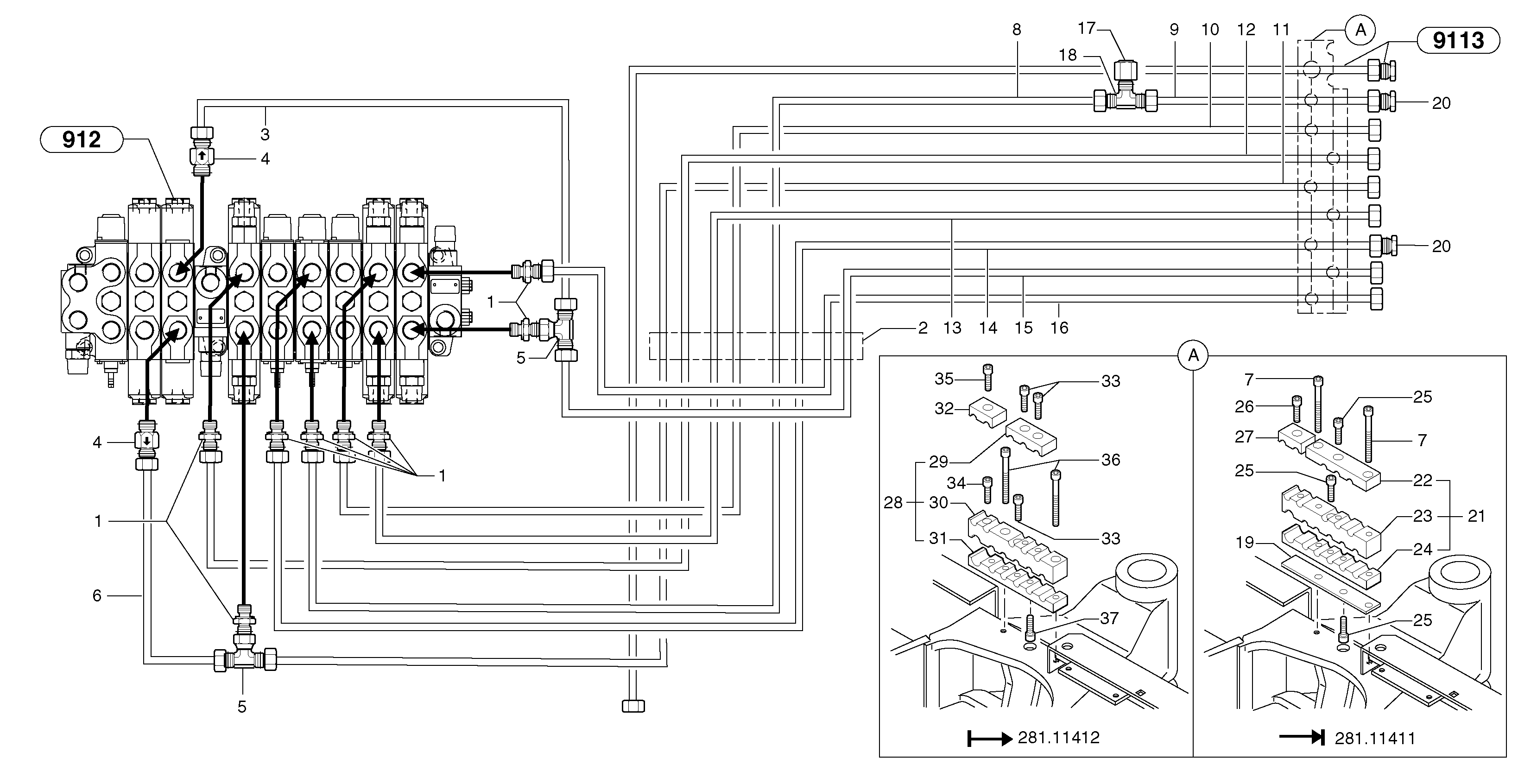 Hydraulic circuit ( platform ) — volvo parts diagram