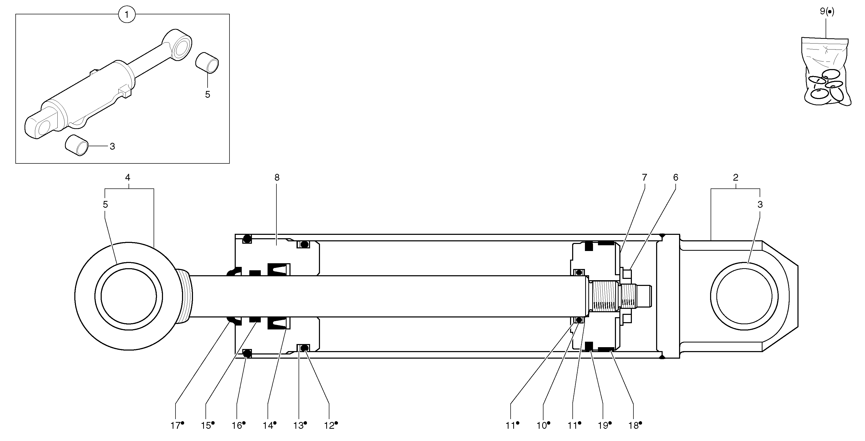 Dozer blade cylinder  S/N15541-S/N15702,S/N15704-S/N15714,S/N15717,S/N15718 — volvo parts diagram