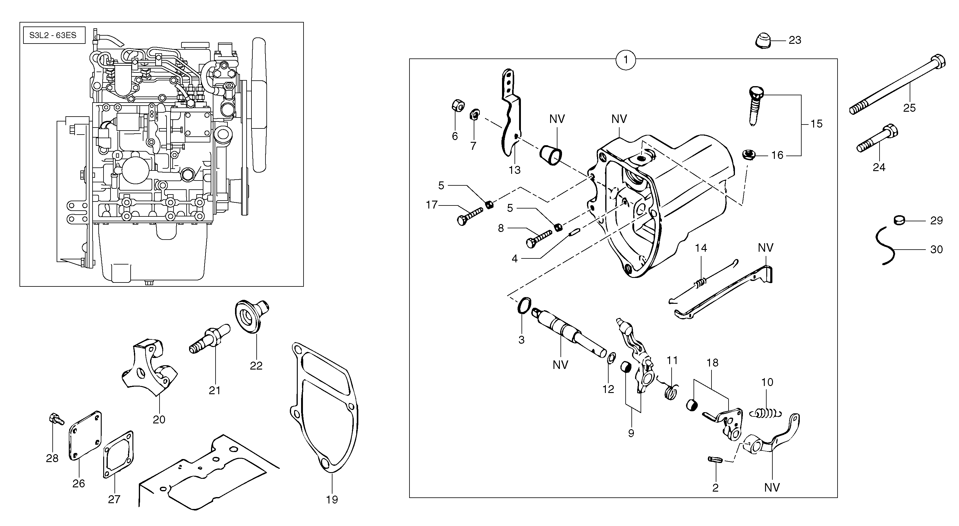 Engine injection pump control  S3L2-63ES — volvo parts diagram