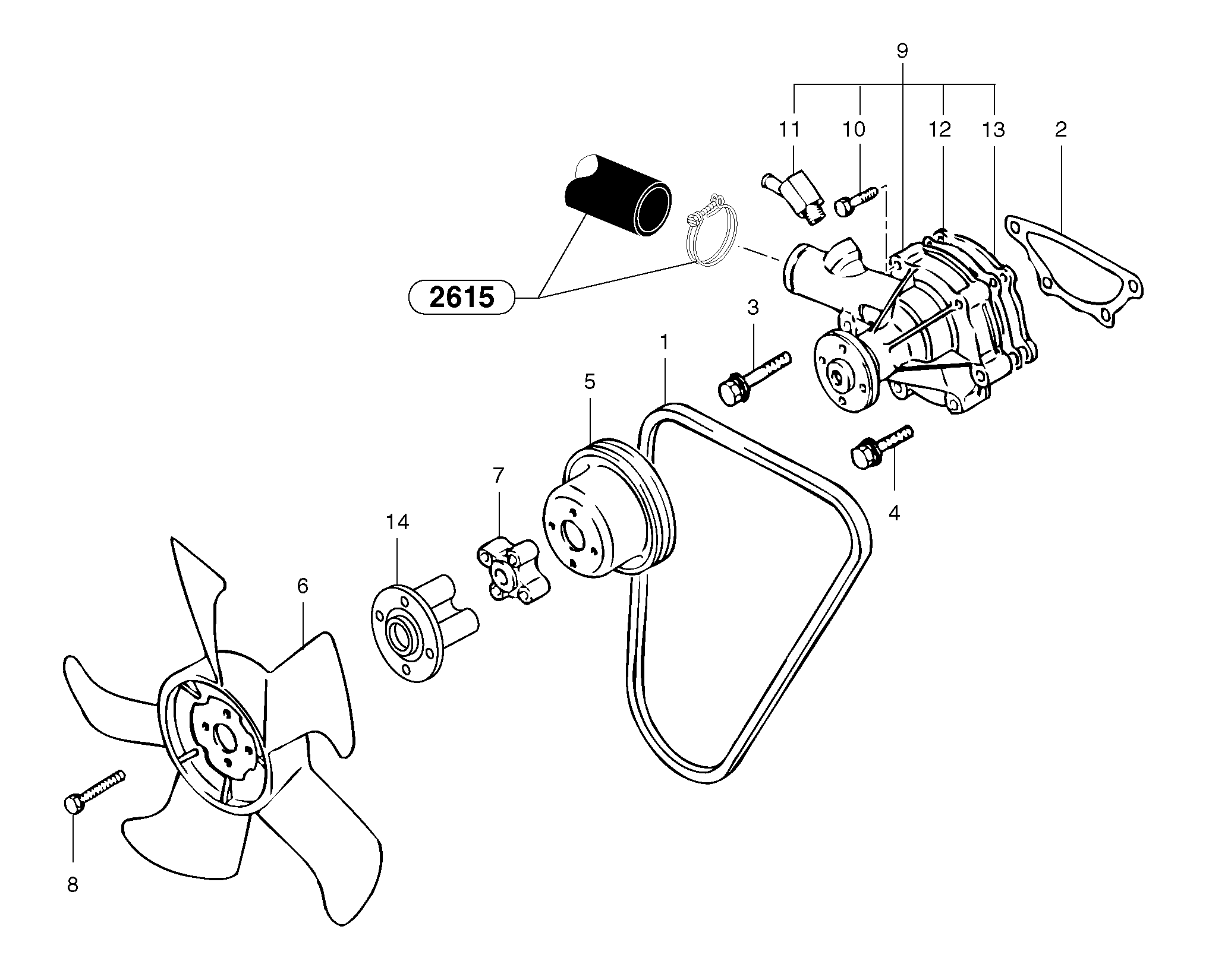 Water pump — volvo parts diagram