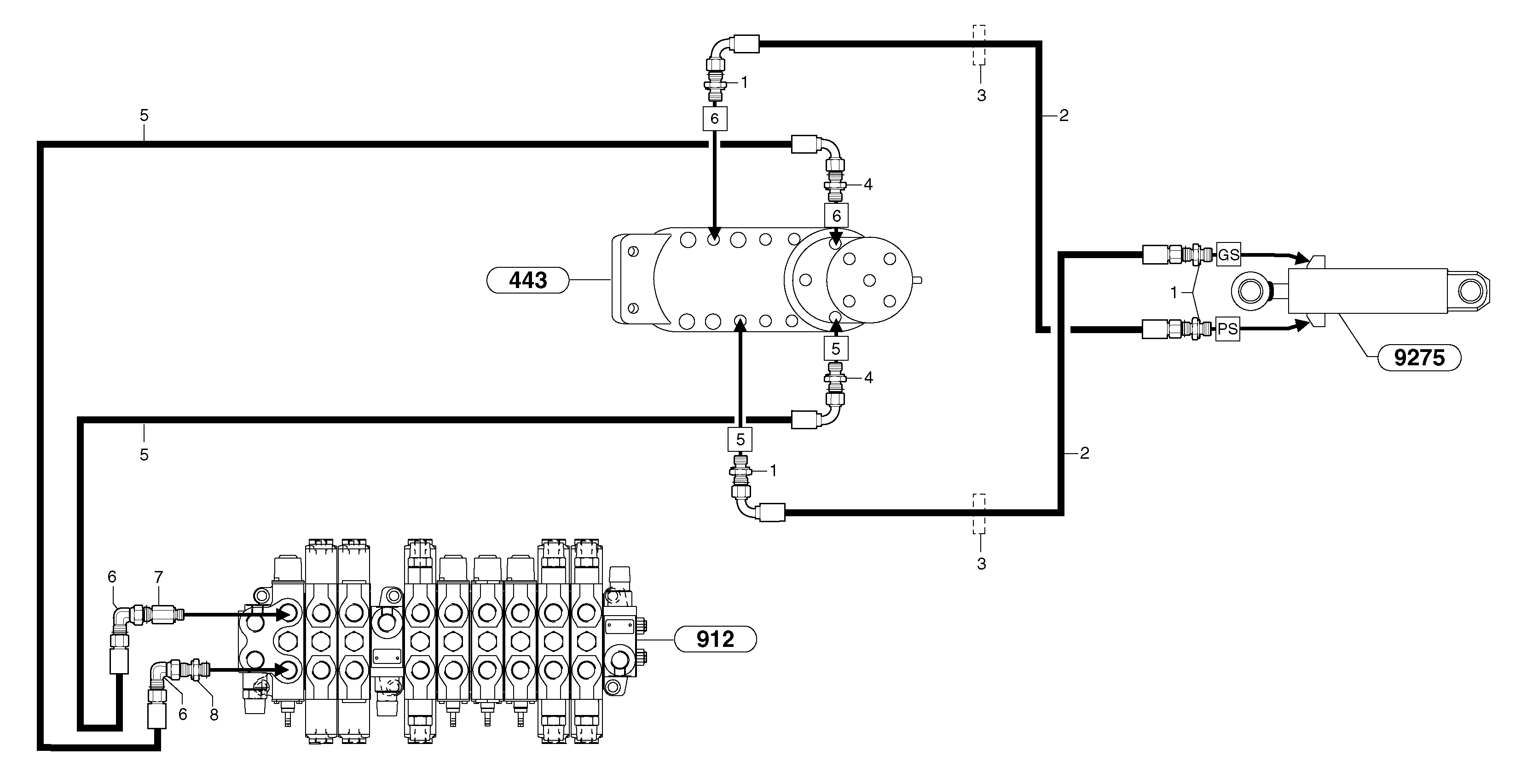 Hydr. circuit. ( dozer blade ) — volvo parts diagram
