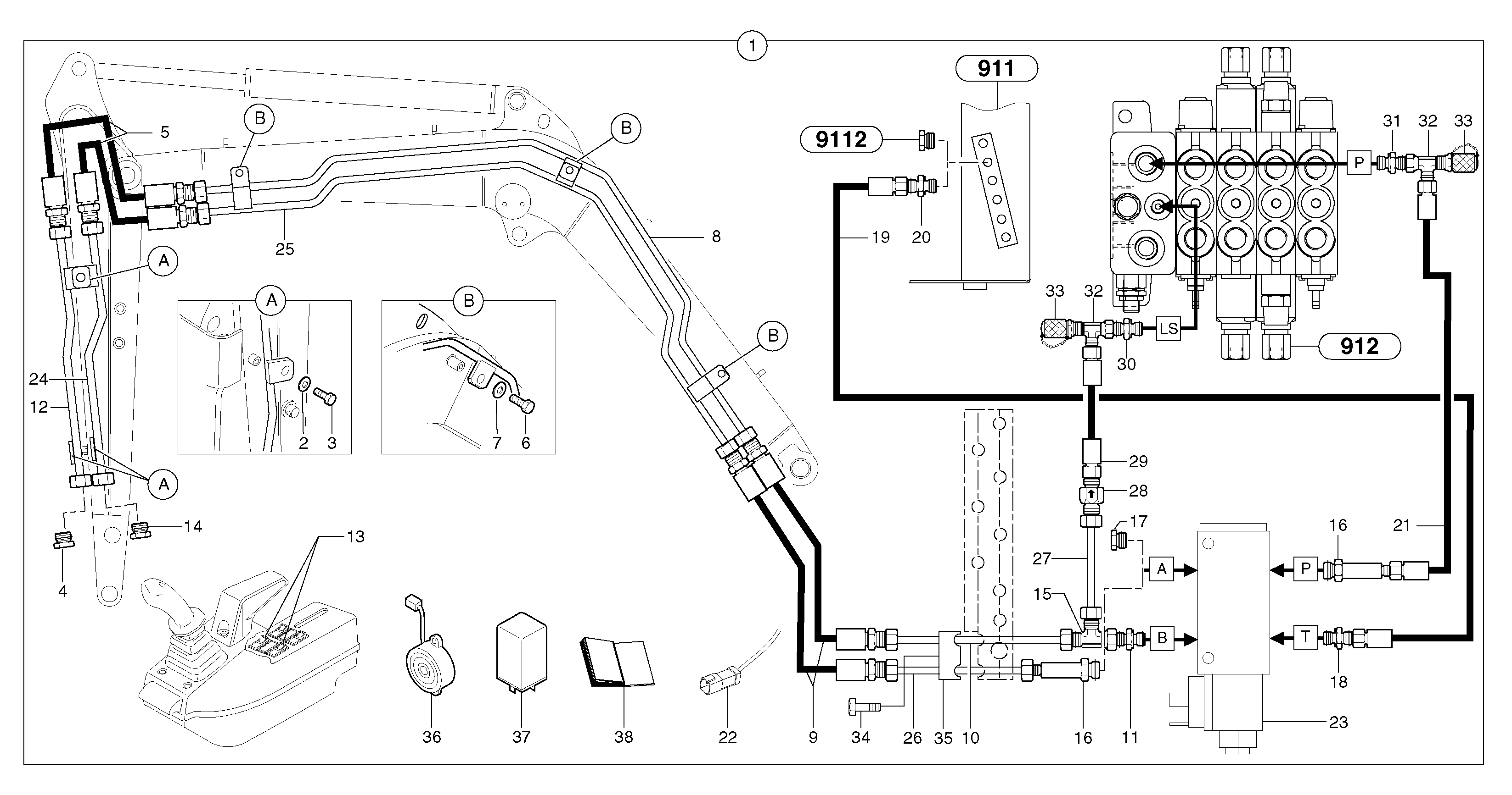 Hyd. circuit (quickfit/double-acting) — volvo parts diagram