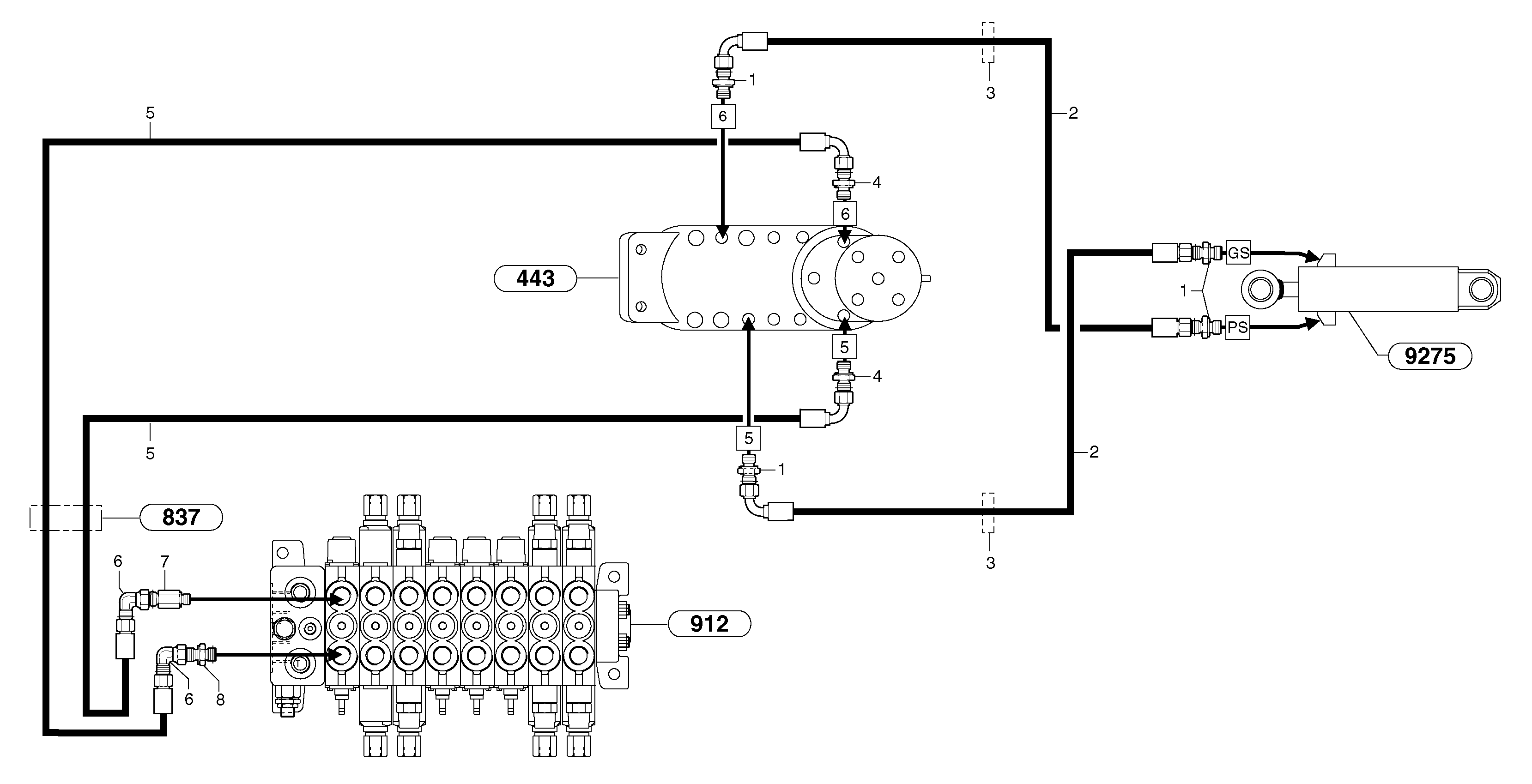 Hydr. circuit. ( dozer blade ) — volvo parts diagram