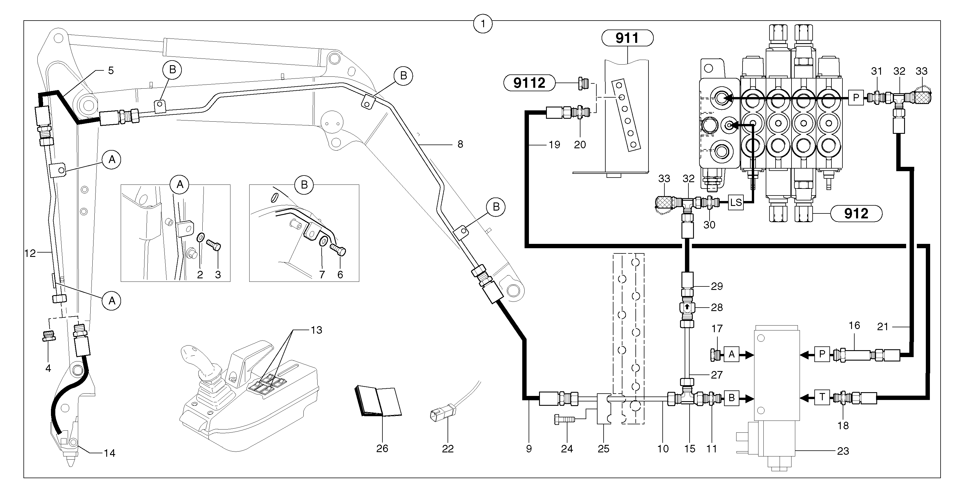 Hydraulic circuit ( snap-action attachment ) — volvo parts diagram