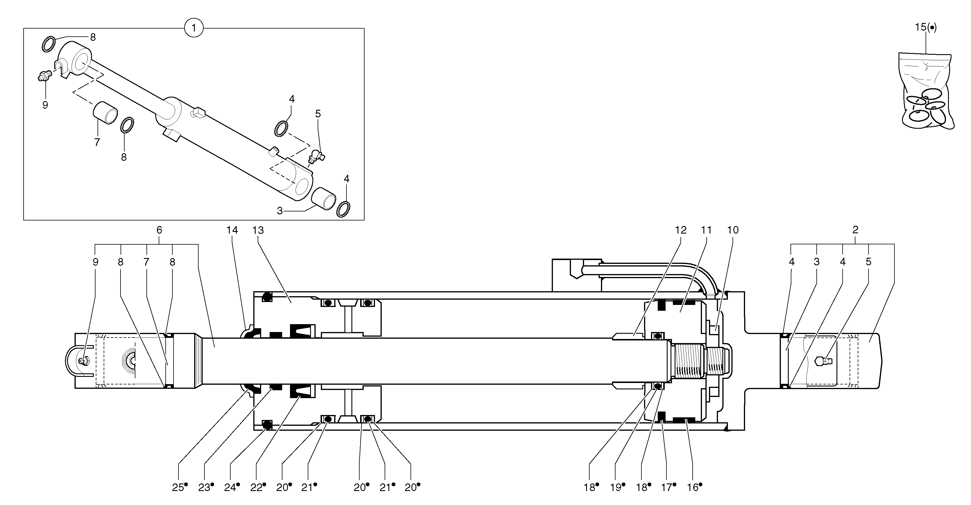 Boom cylinder  S/N15541-S/N15702,S/N15704-S/N15714,S/N15717,S/N15718 — volvo parts diagram