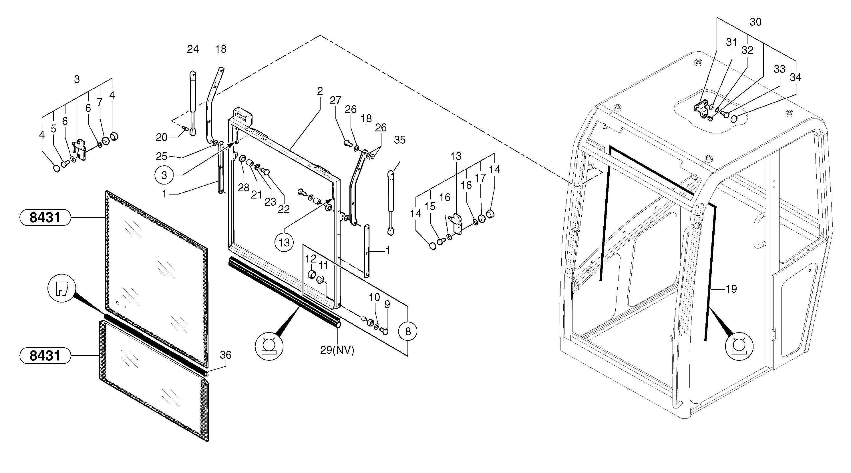 Cab : sliding window ( front ) — volvo parts diagram