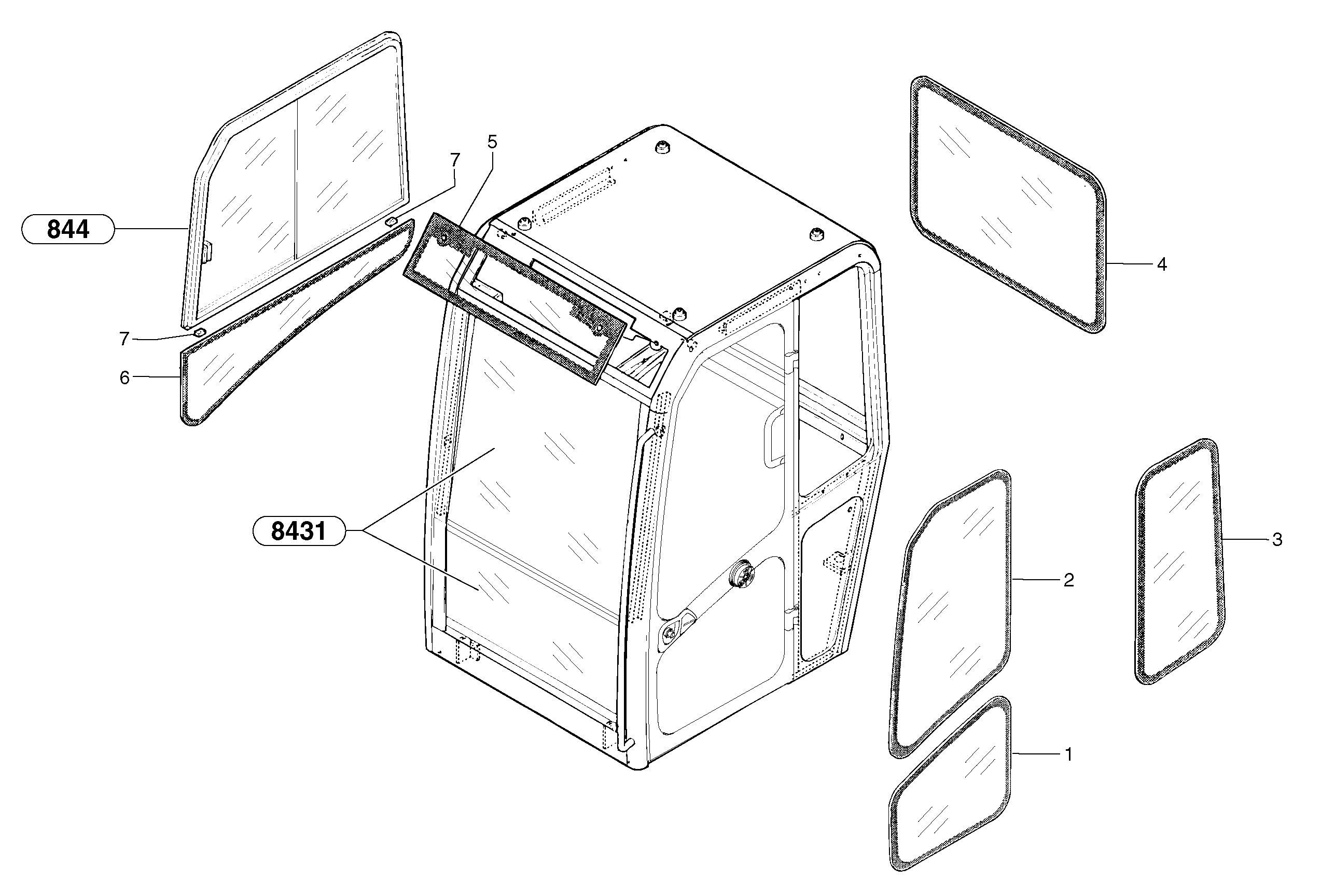 Cab : glass — volvo parts diagram