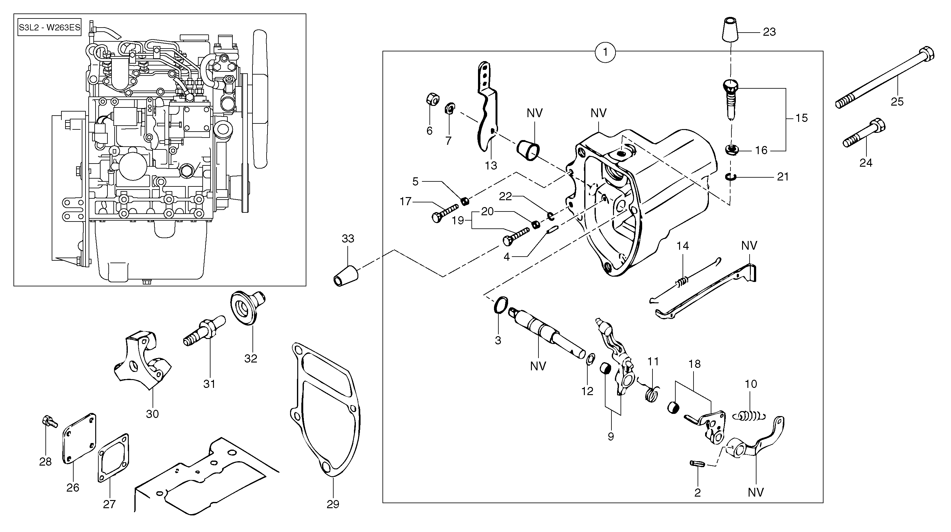 Engine injection pump control  S3L2-W263ES — volvo parts diagram