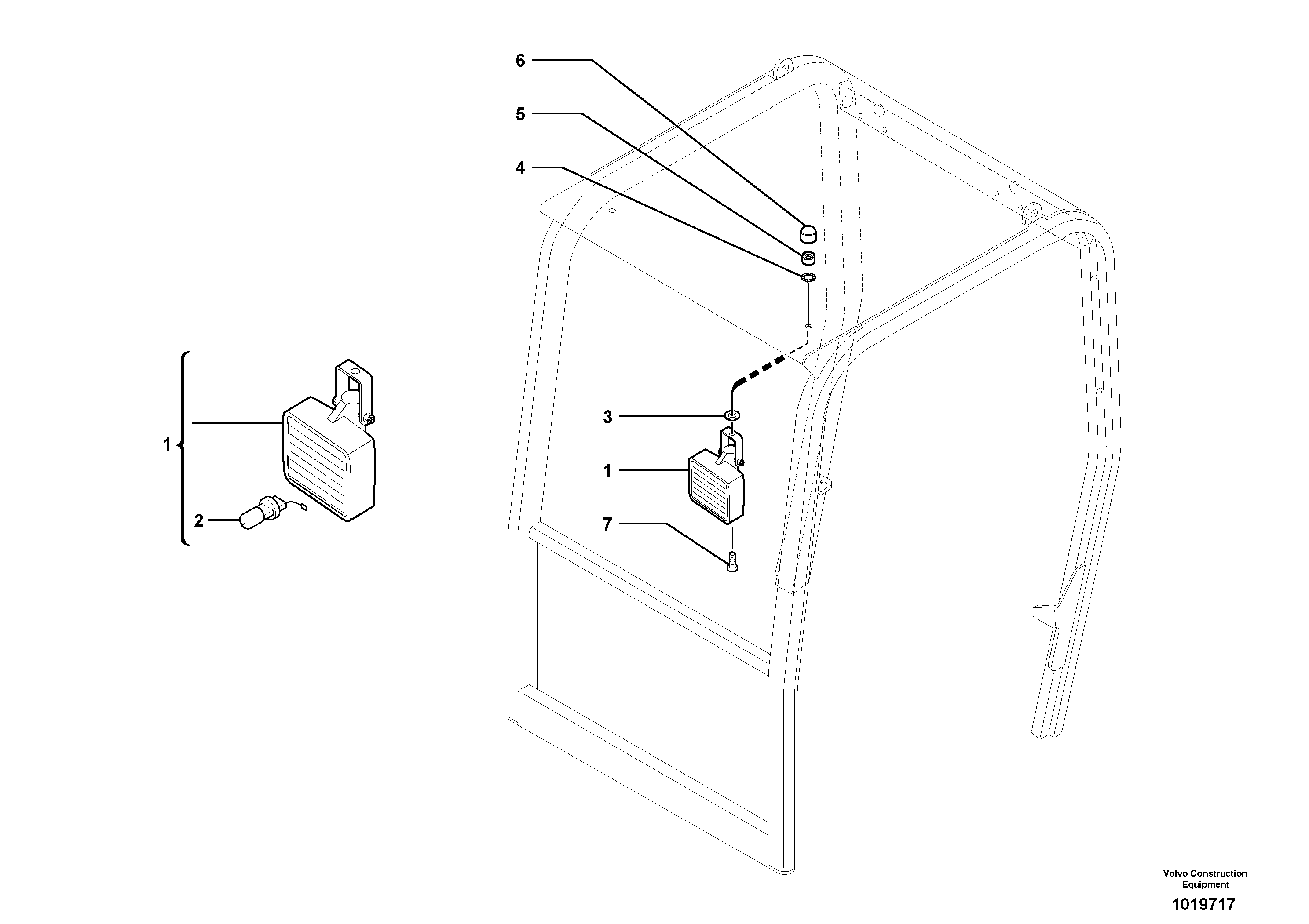 Front headlight on canopy — volvo parts diagram