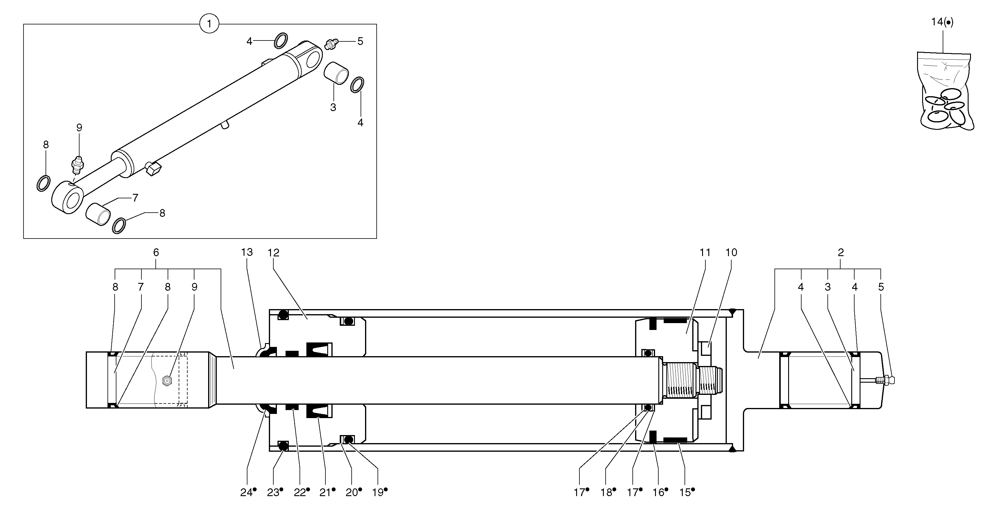 Dipper arm cylinder  S/N15541-S/N15702,S/N15704-S/N15714,S/N15717,S/N15718 — volvo parts diagram