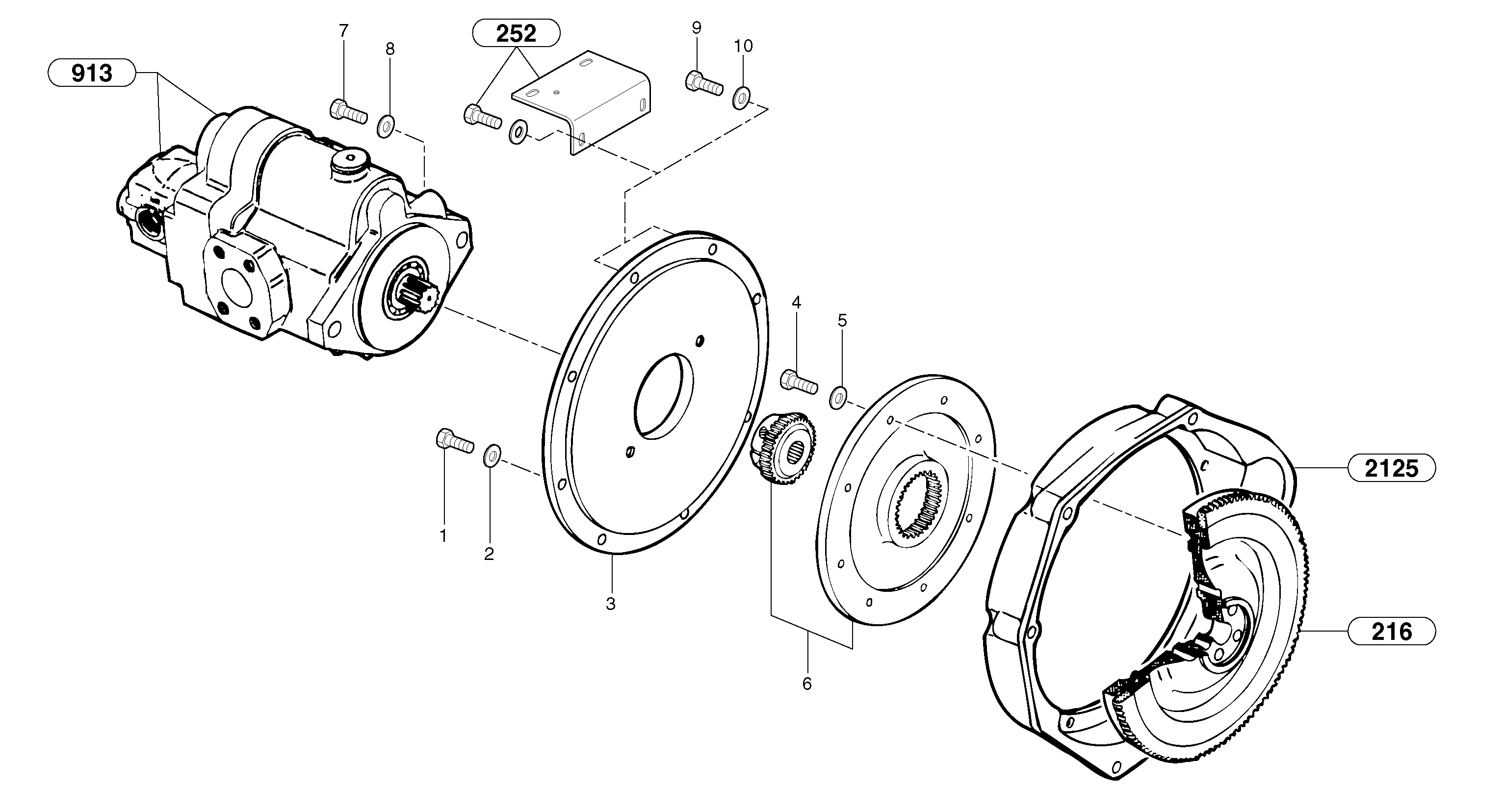 Engine coupling / hydraulic pump — volvo parts diagram