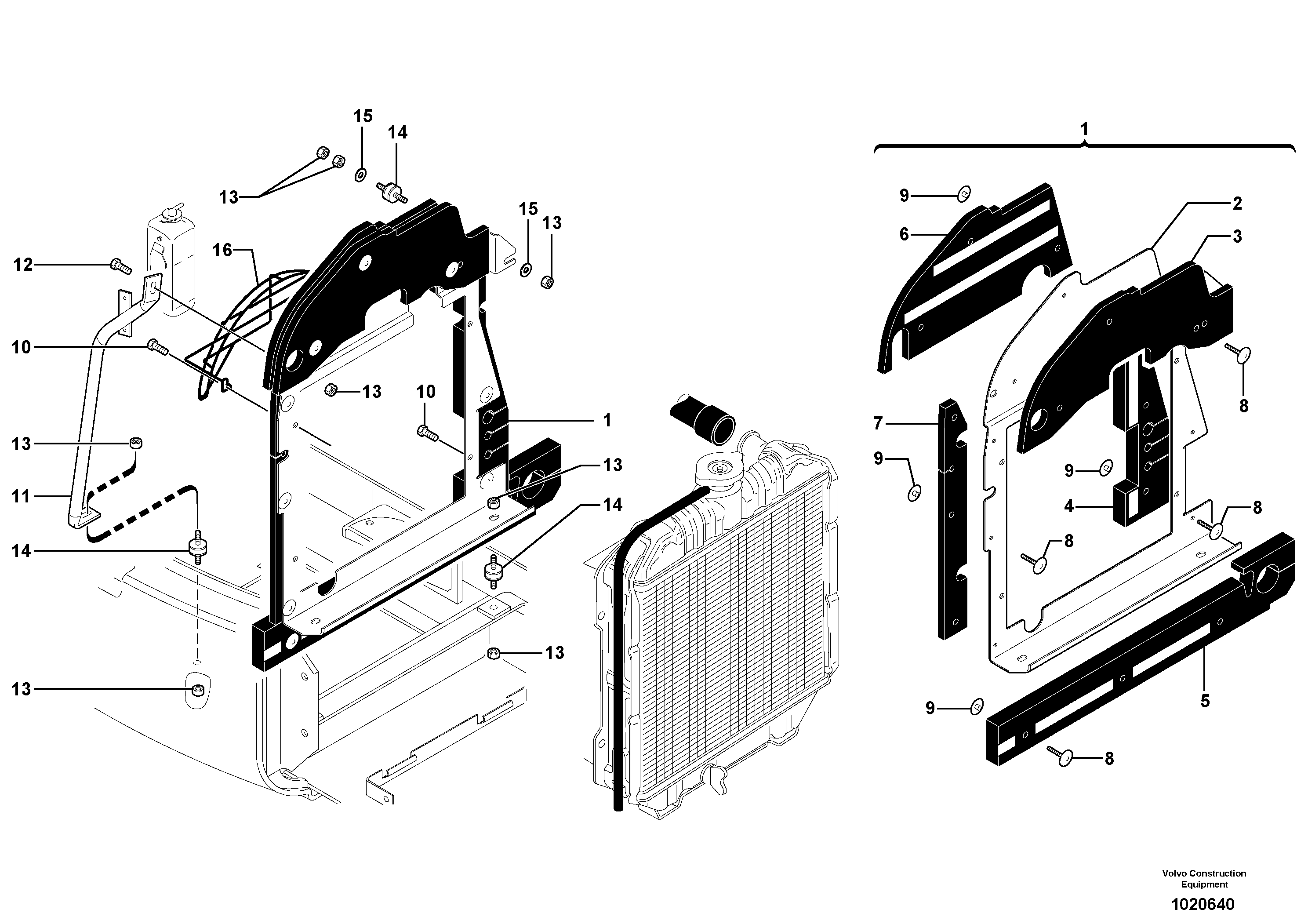 Radiator installation — volvo parts diagram