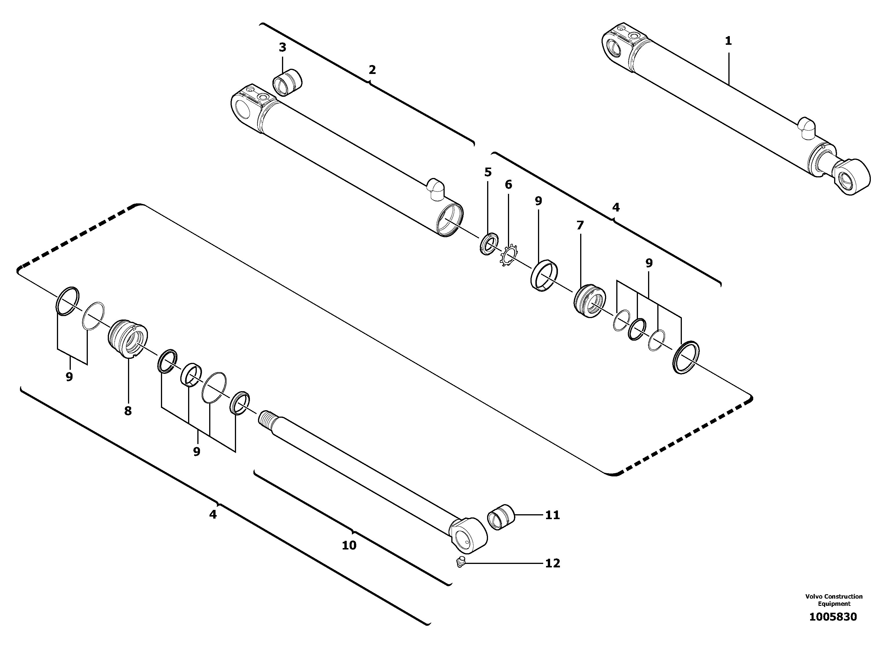 Boom offset cylinder  S/N15539,S/N15540,S/N15703,S/N15715,S/N15716 — volvo parts diagram