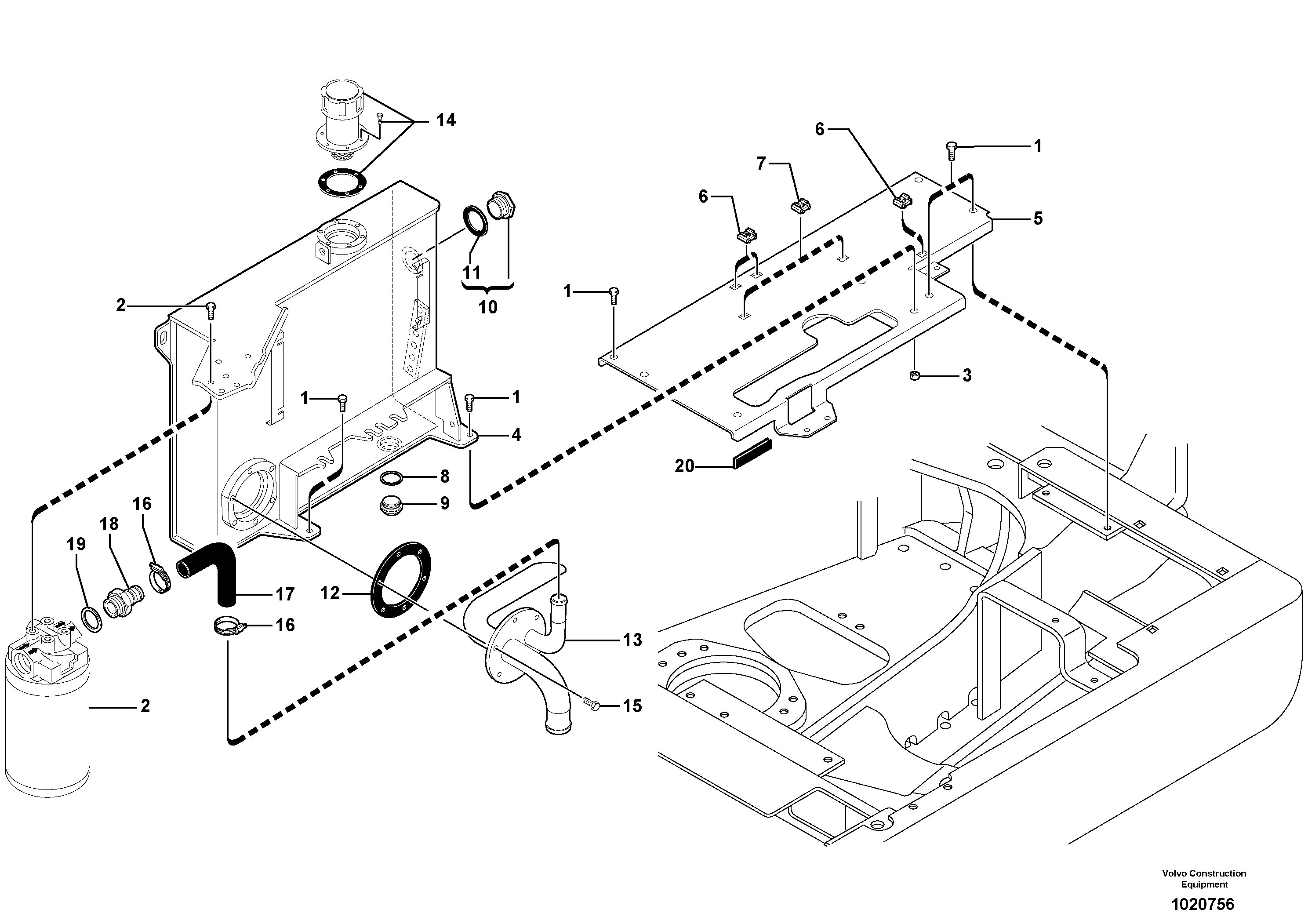 Hydraulic tank — volvo parts diagram