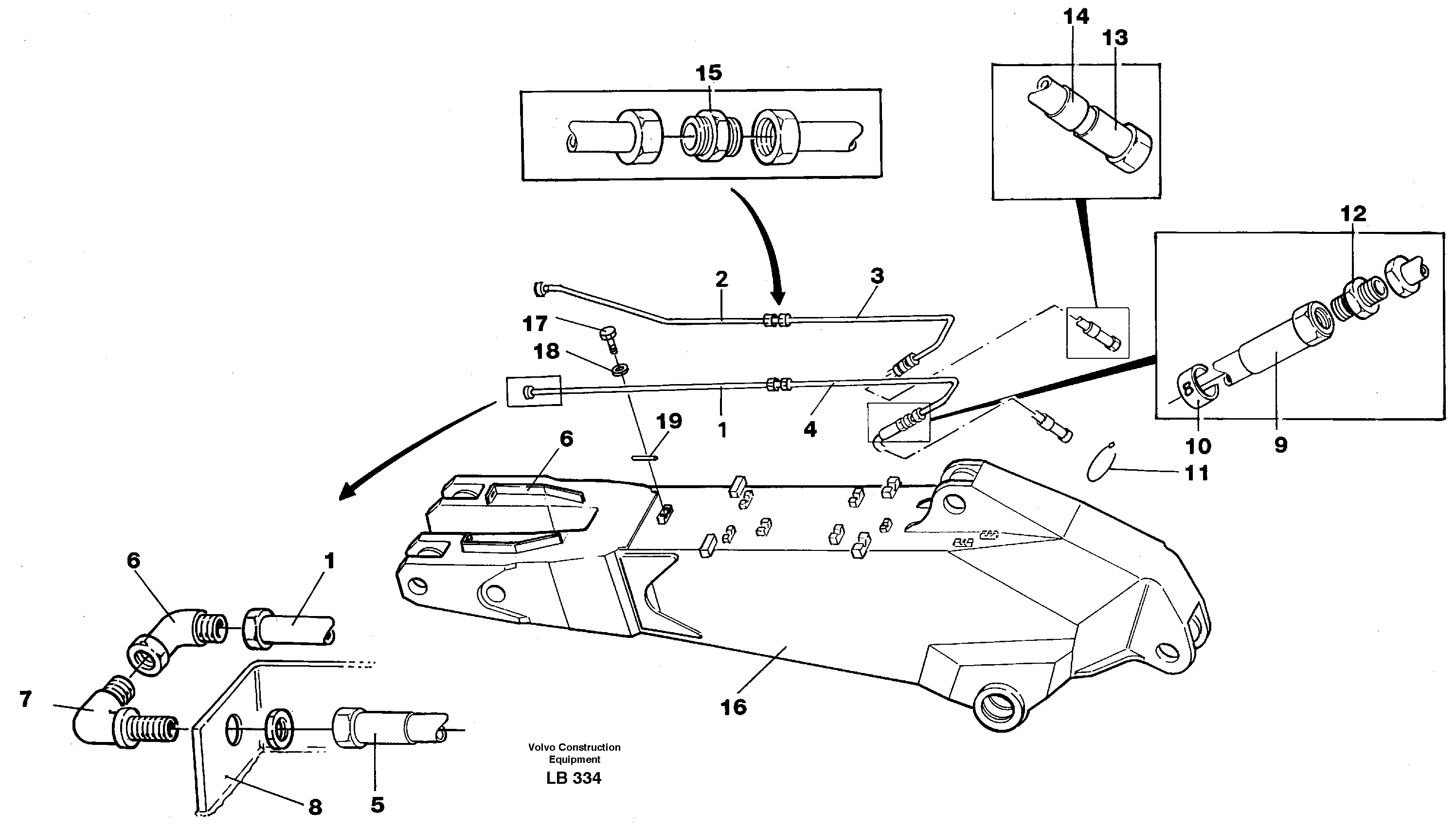 Hydr. quick fit equipm. on dipper arm, 2.50m, 3.50m  14249770, 14256616 — volvo parts diagram