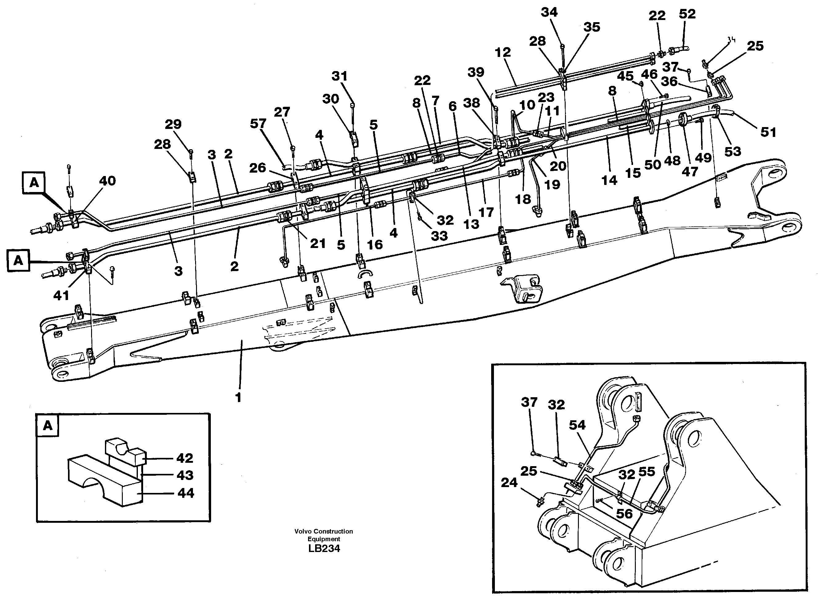 Tubes, assembly, handling boom 8.6m  14264163 — volvo parts diagram