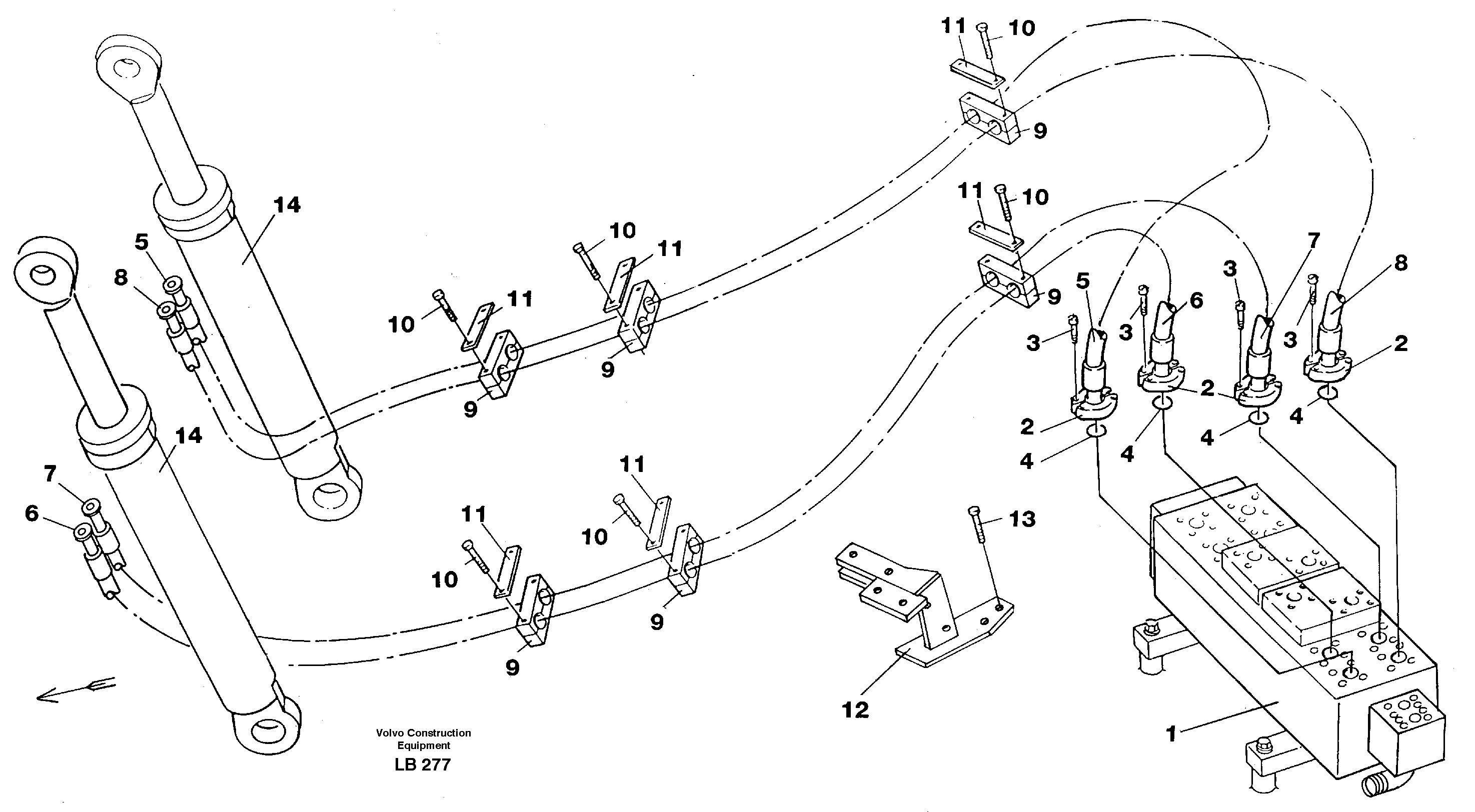 Hydraulic system, boom — volvo parts diagram