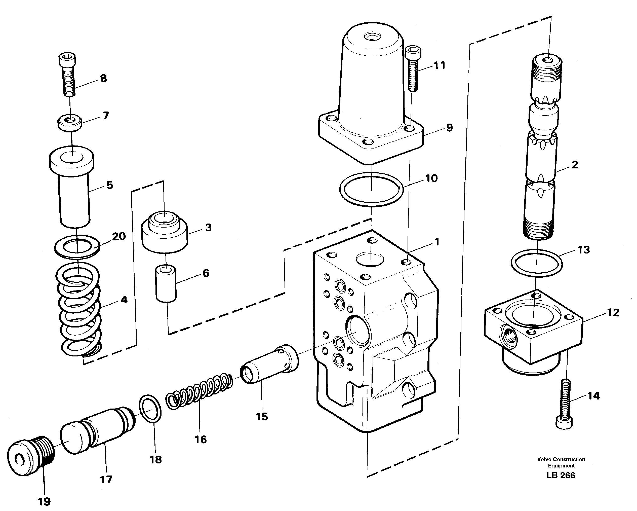 Four-way valve, dipper secondary — volvo parts diagram