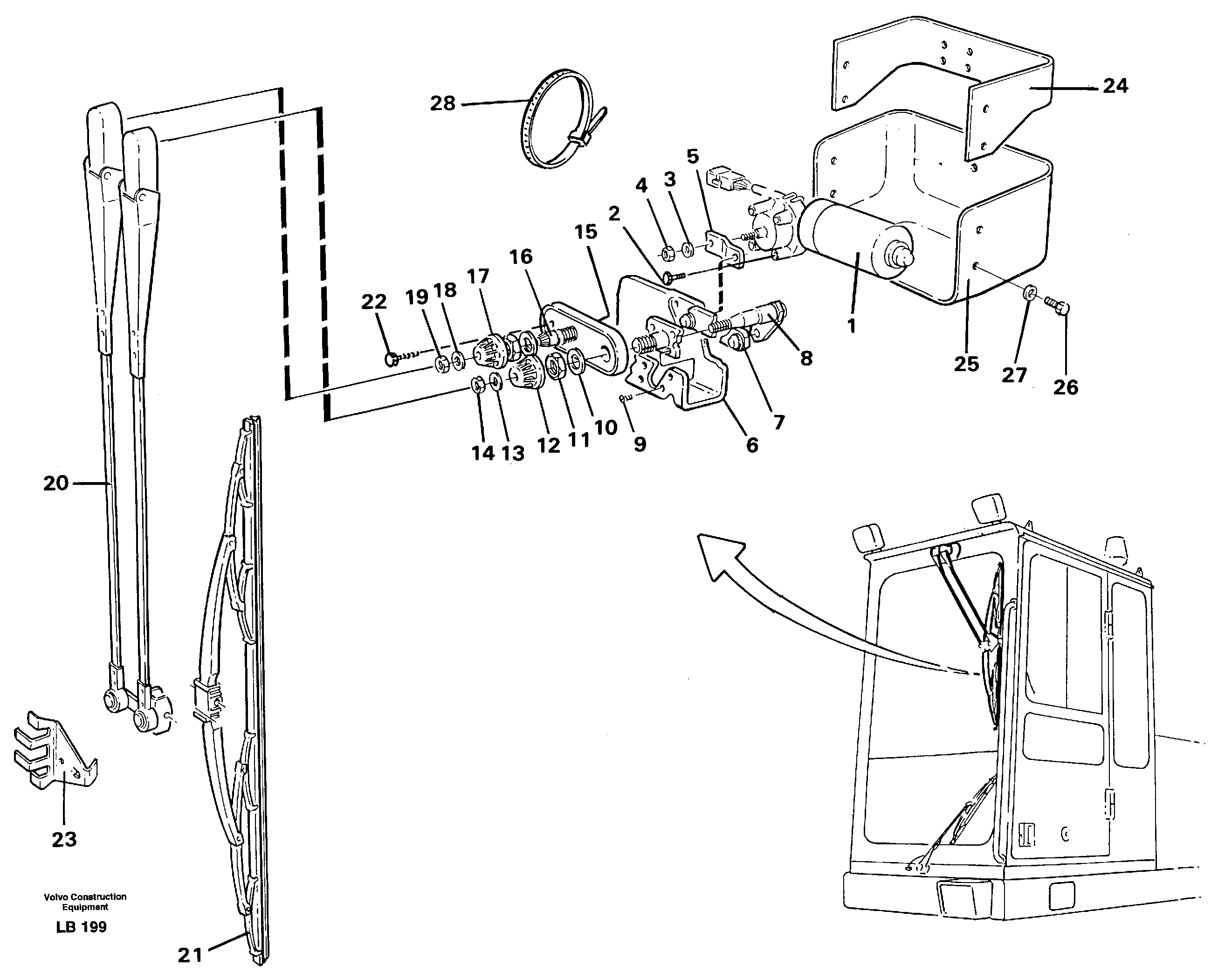 Windscreen wiper, upper — volvo parts diagram