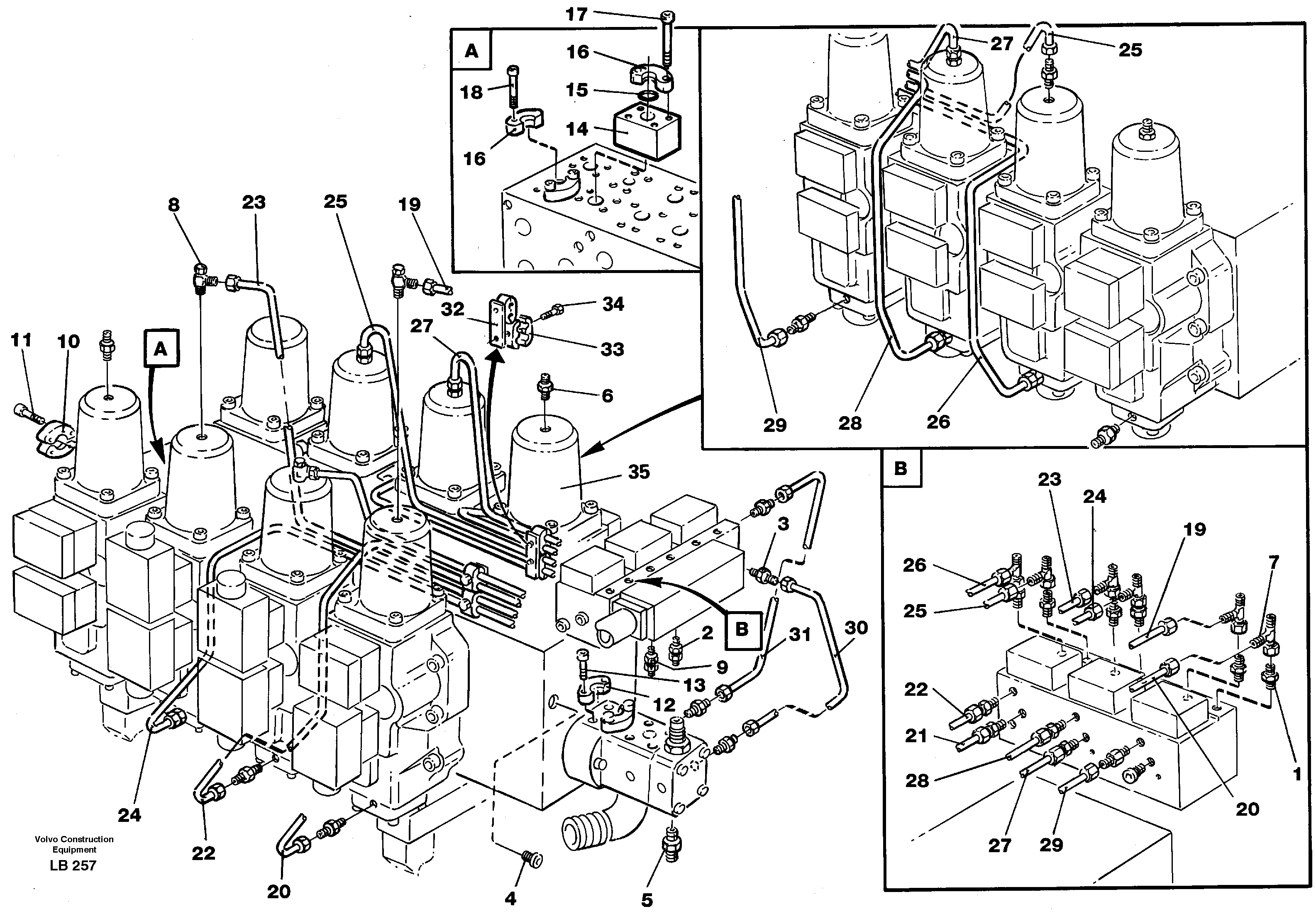 Main valve assembly, tubes connections — volvo parts diagram