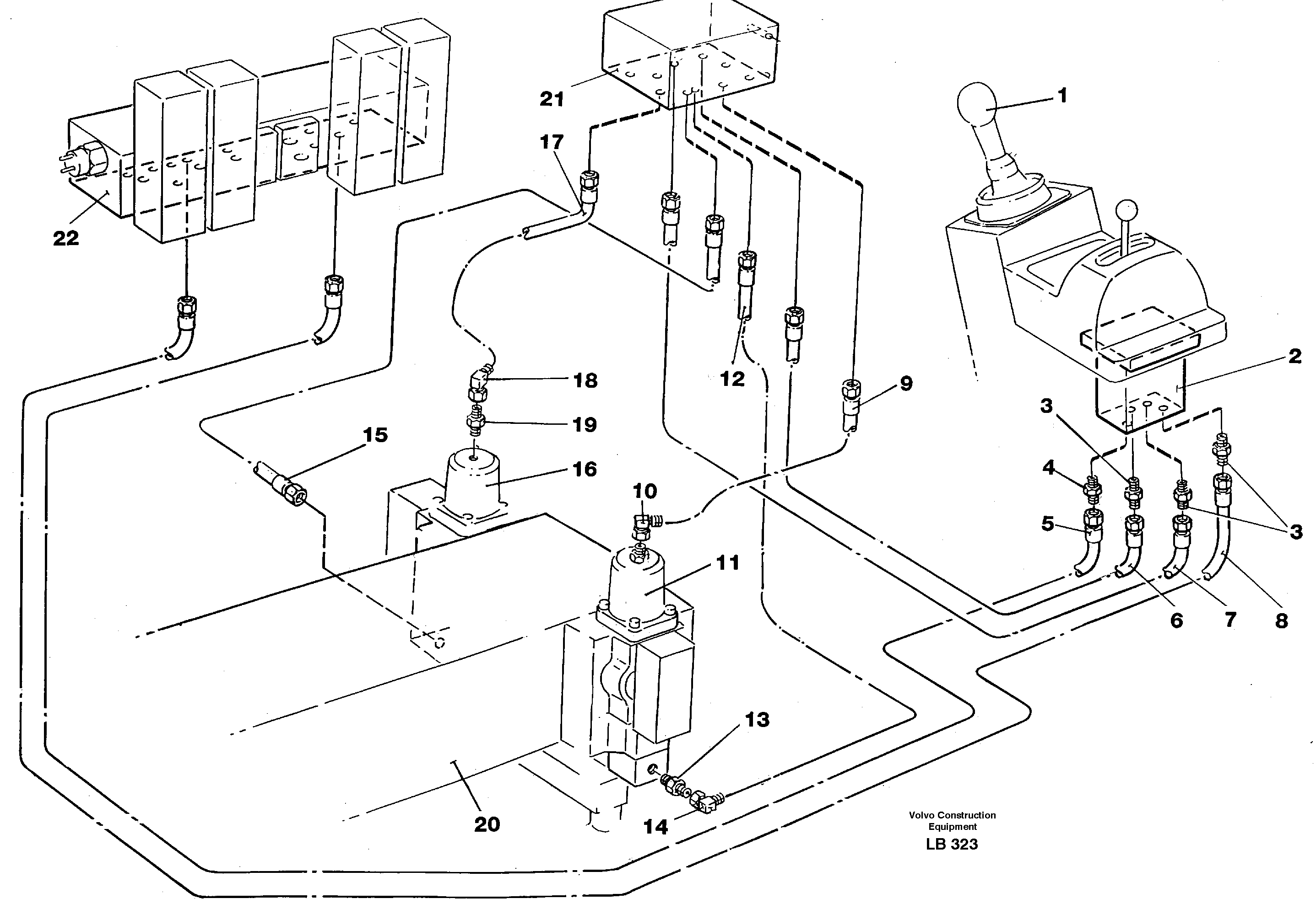 Servo hydraulics, slewing of Excavator — volvo parts diagram