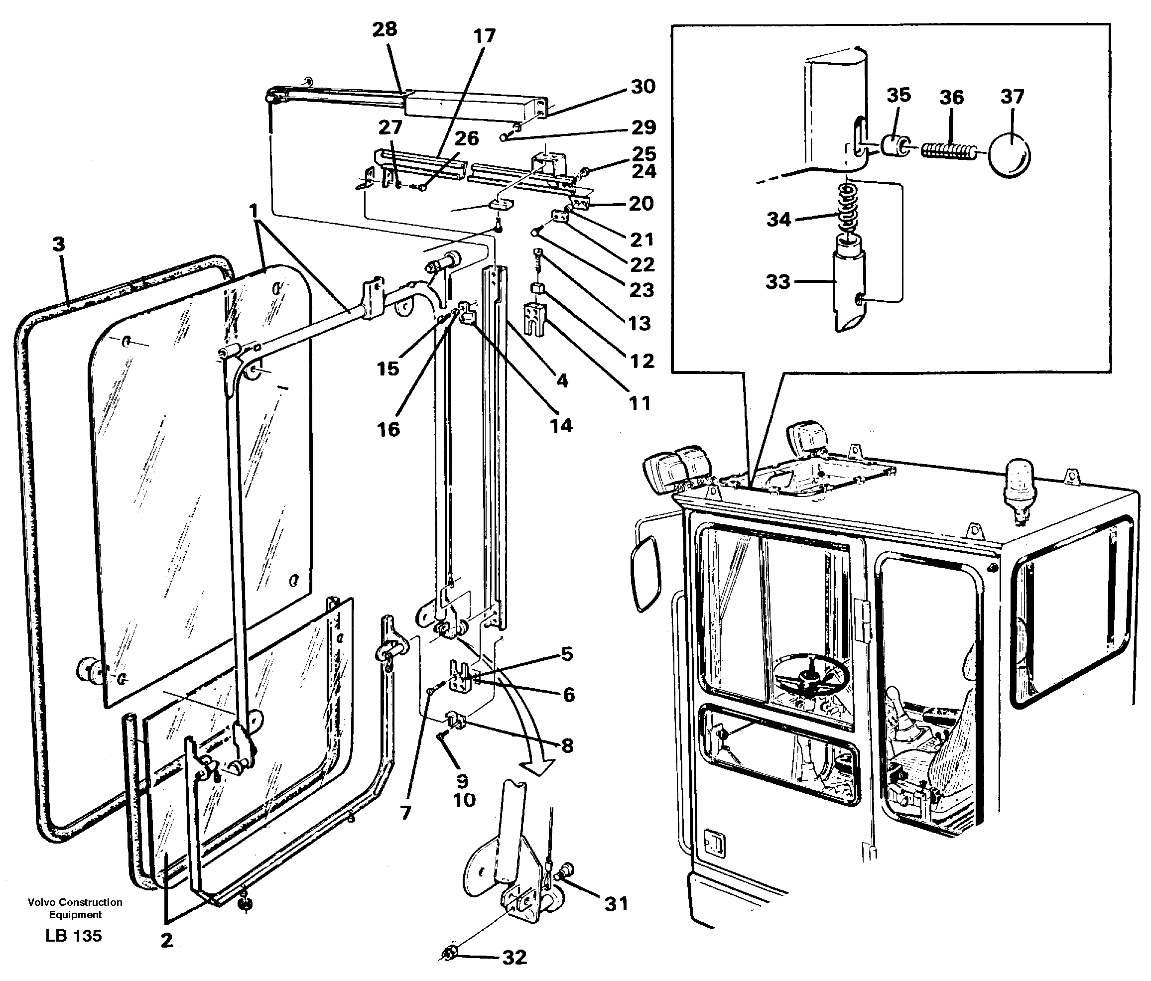 Front window Lifting device — volvo parts diagram