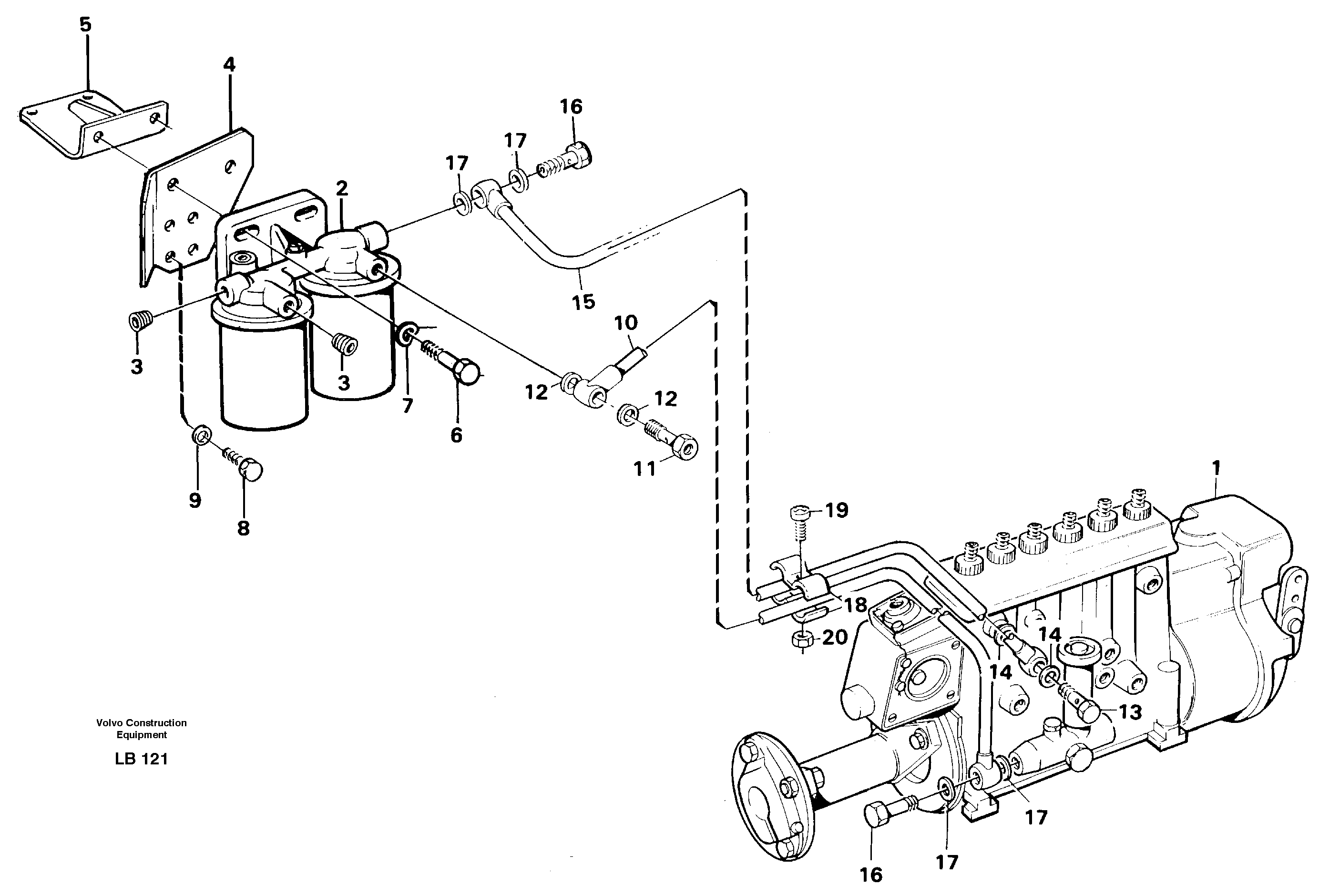Fuel pipes: Injection pump - - fuel filter — volvo parts diagram