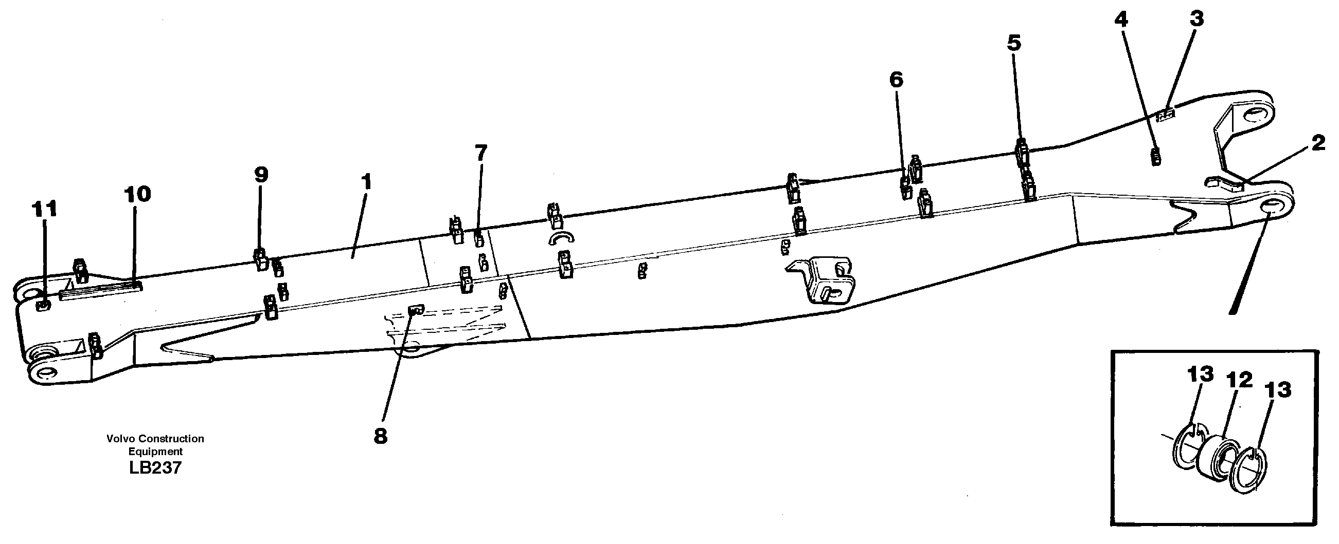 Material handling boom 8.6m  14264163 — volvo parts diagram
