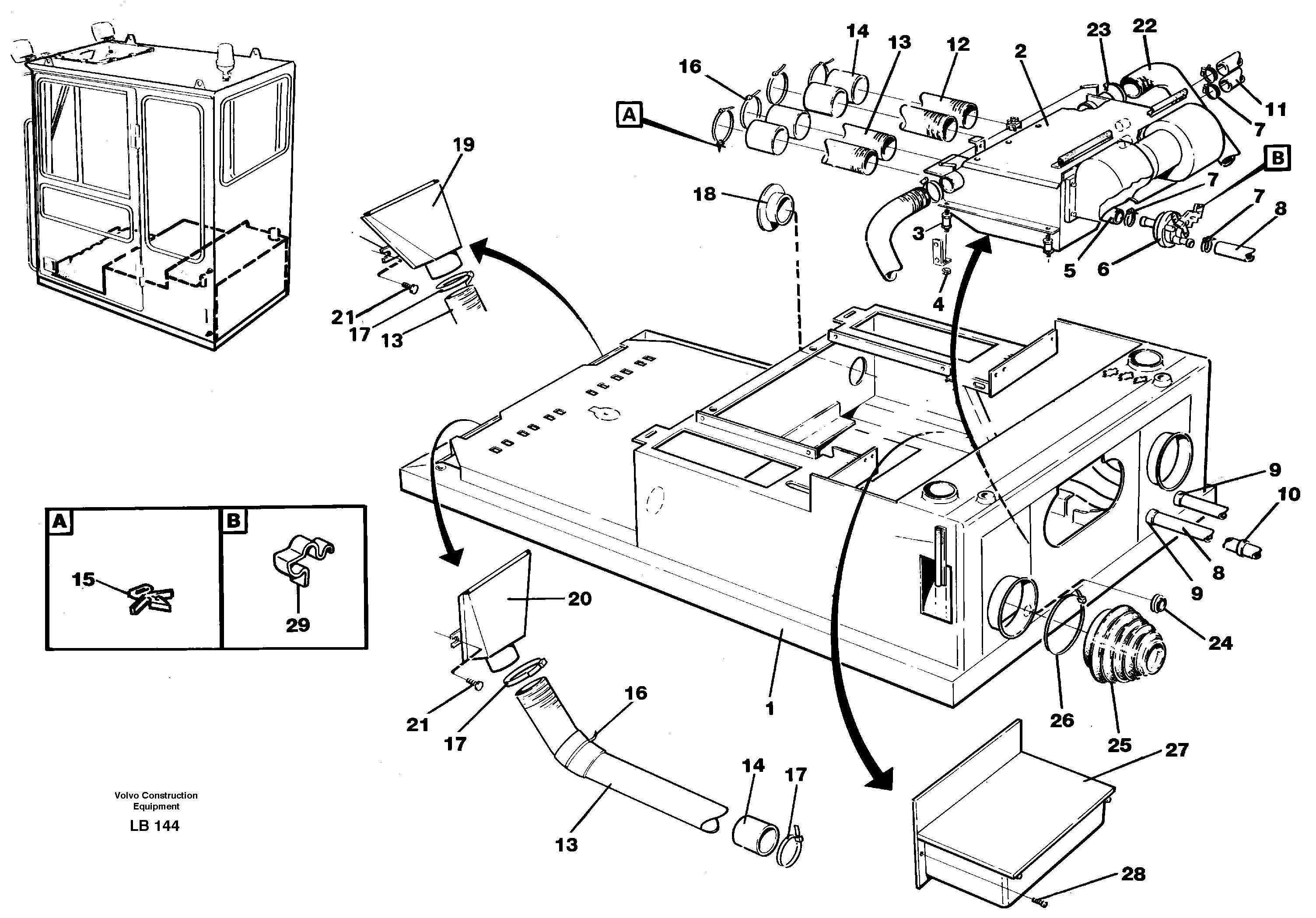 Cab heater with fitting parts — volvo parts diagram