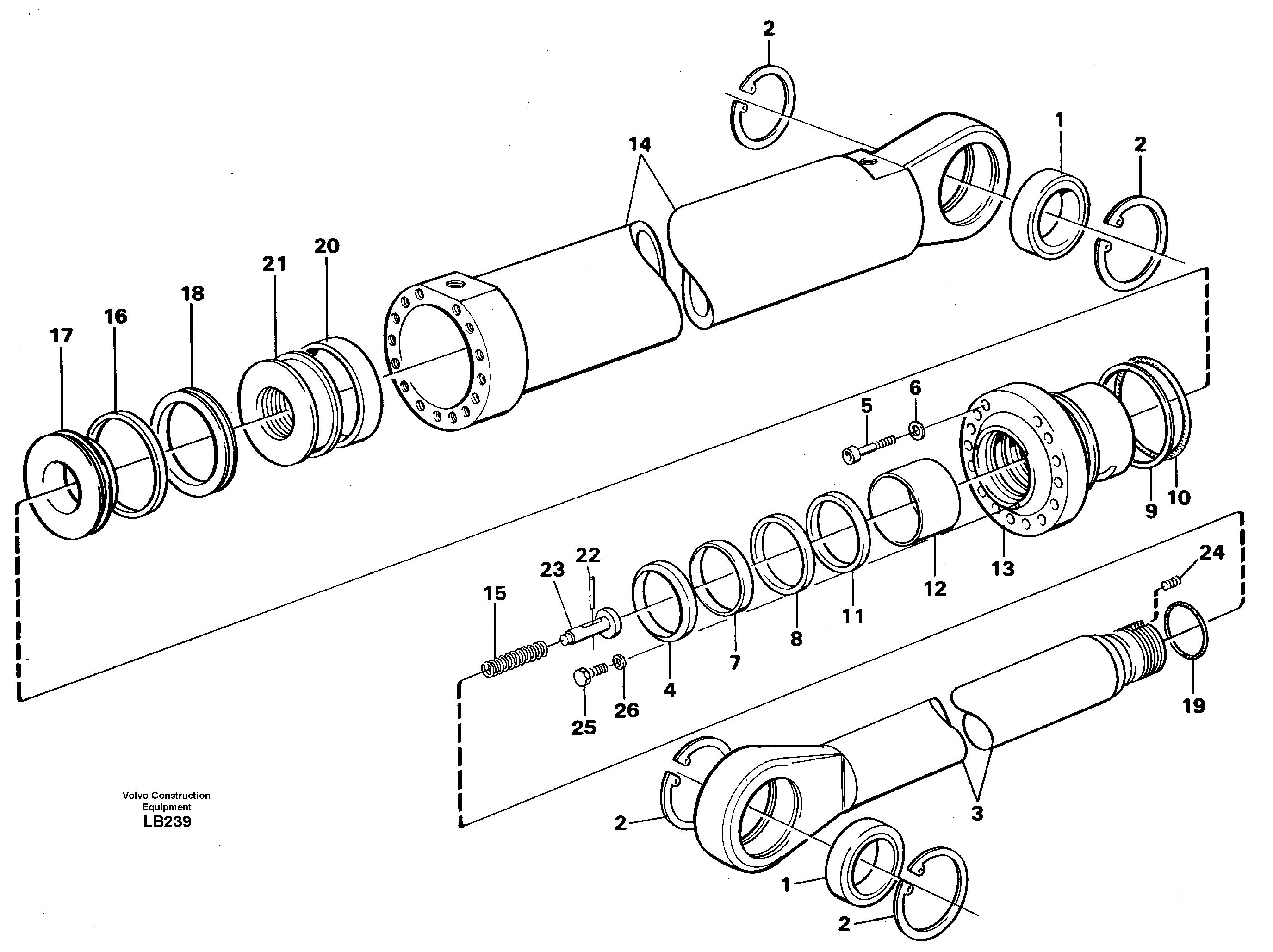 Dipper arm cylinder, material handling equipment  14264163, 14264164 — volvo parts diagram