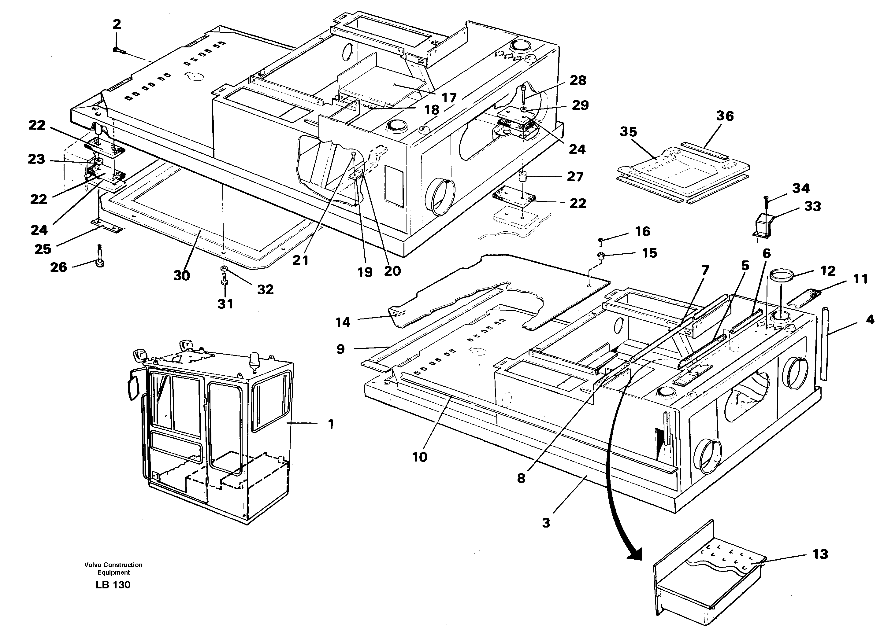 Drivers cab and cabin floor — volvo parts diagram