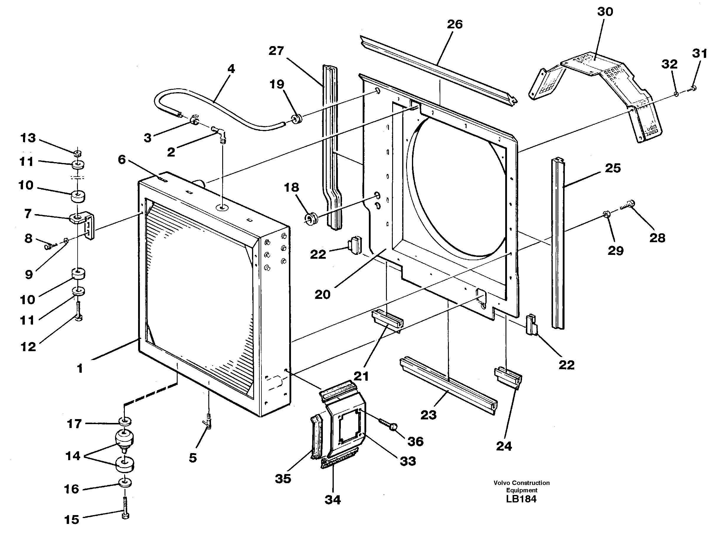 Radiator with fitting parts — volvo parts diagram