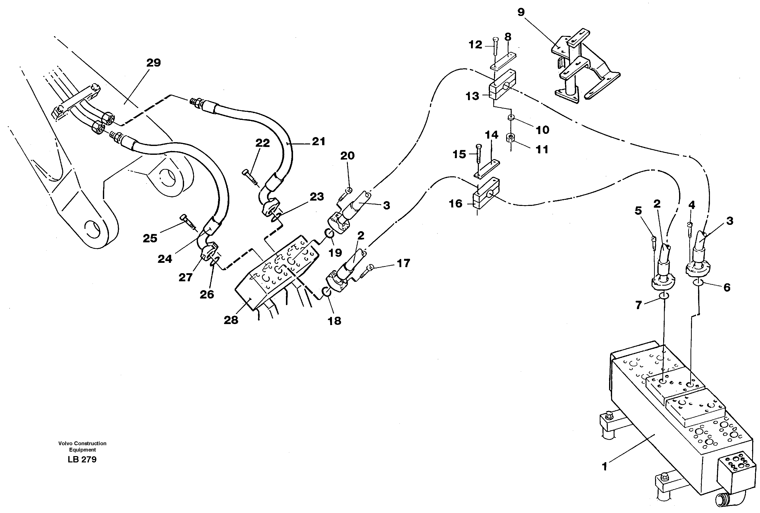 Hydraulic system, dipperarm — volvo parts diagram
