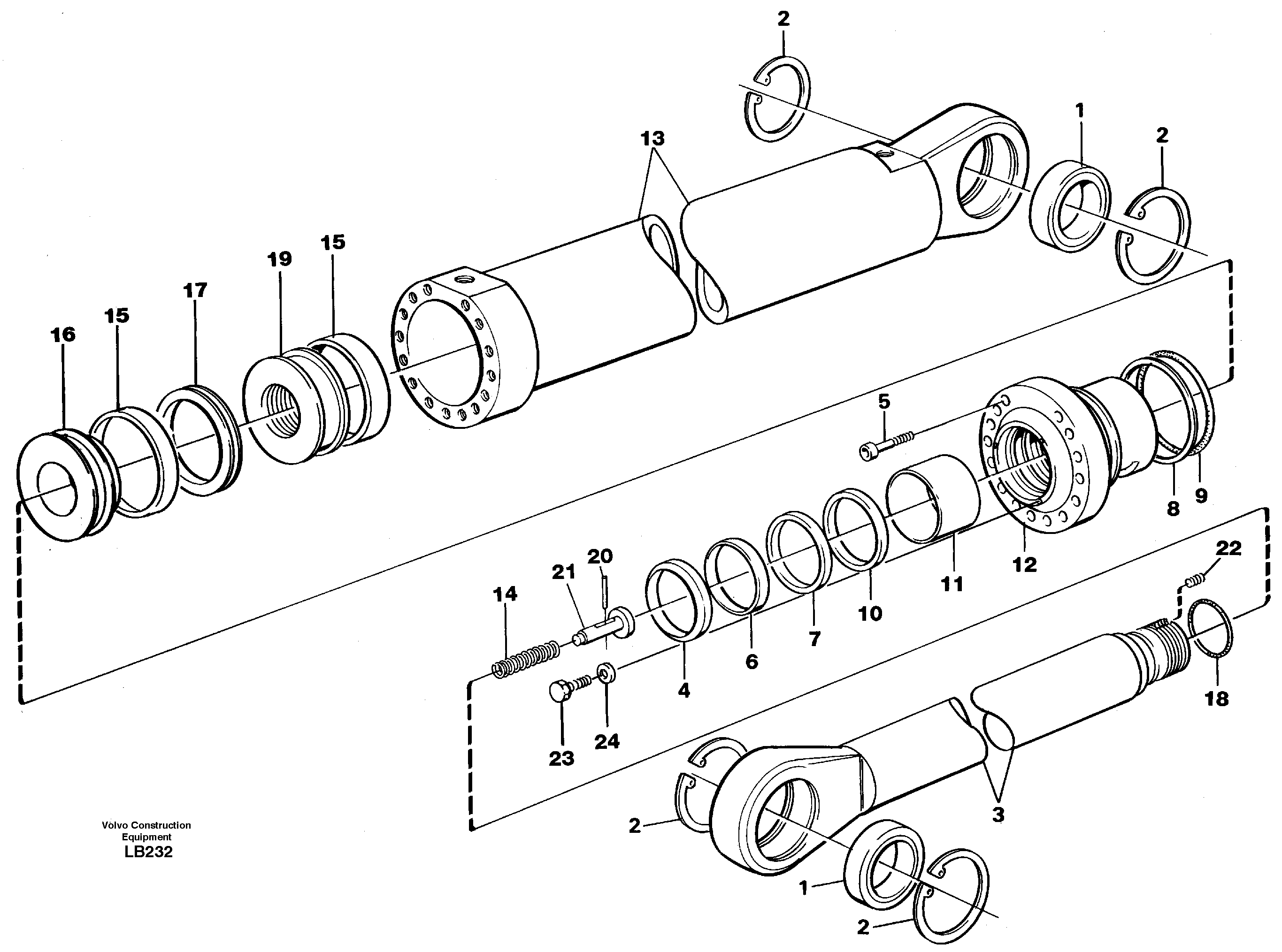 Bucket cylinder  14302413, 14302414, 14302502 — volvo parts diagram