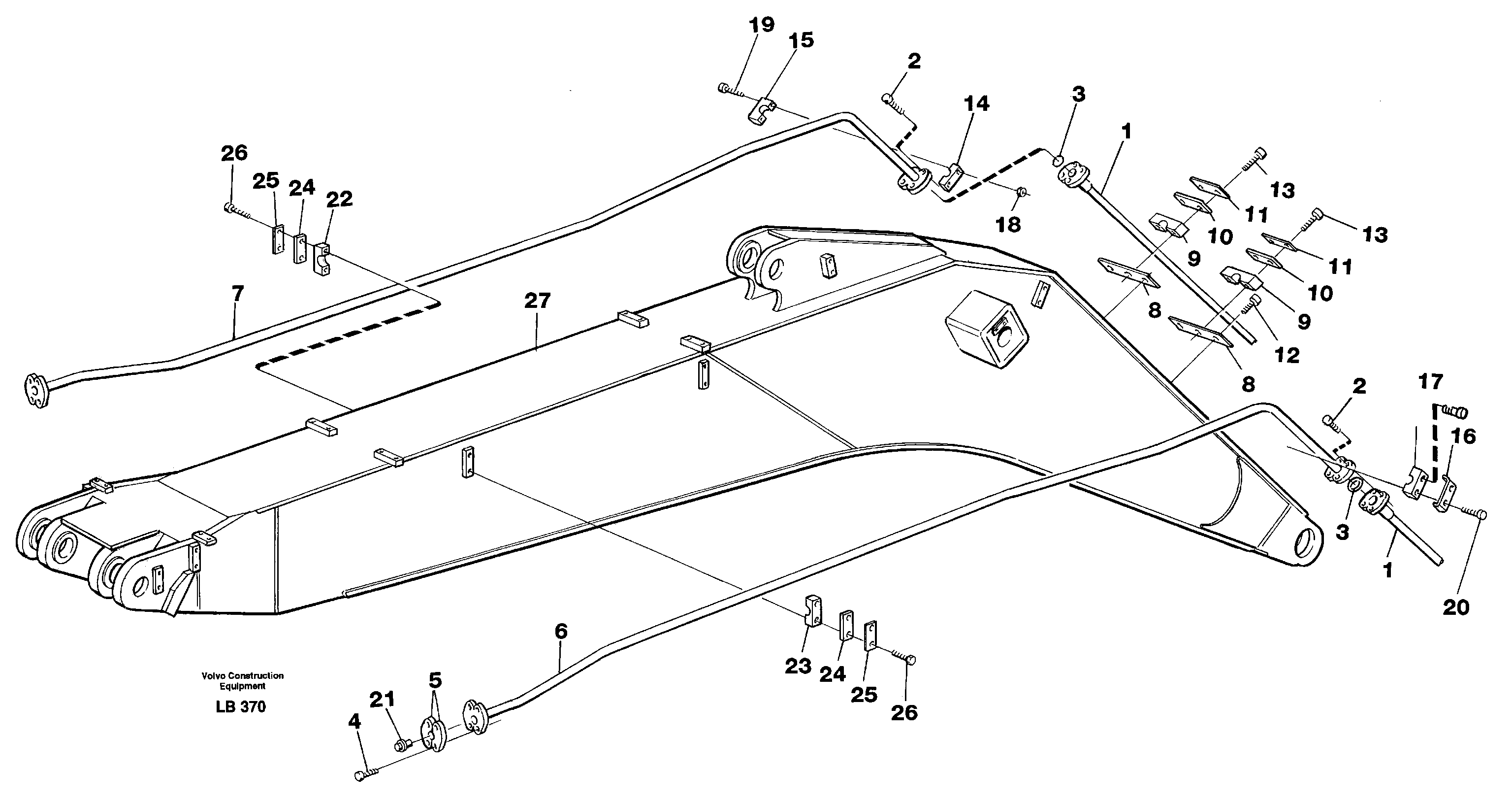 Hammer hydraulics on mo noboom  14302421, 14302572 — volvo parts diagram