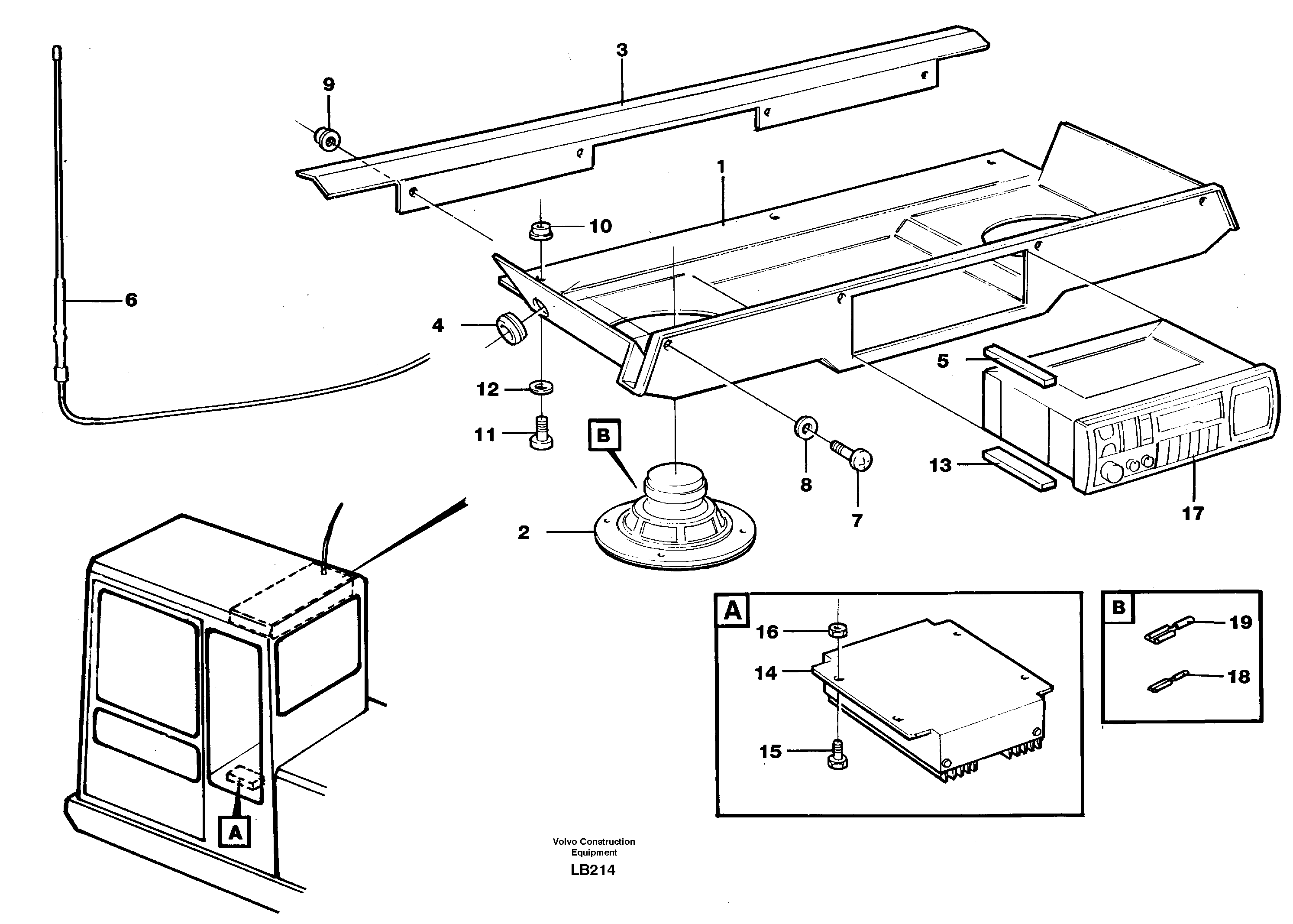 Radio installation with converter — volvo parts diagram