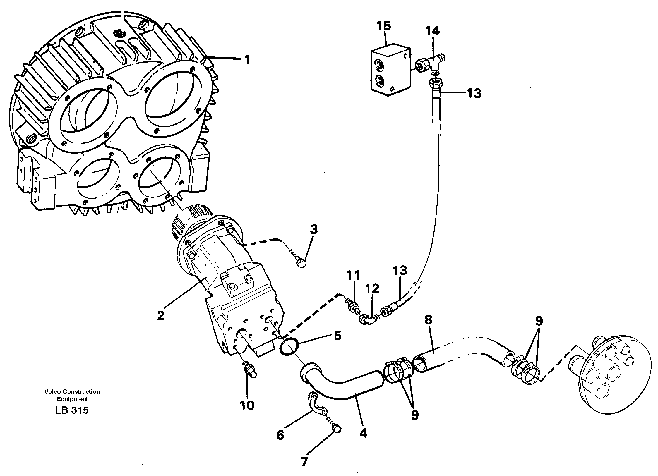 Hydraulic system, suction lines, P4  14263129, 14264947 — volvo parts diagram